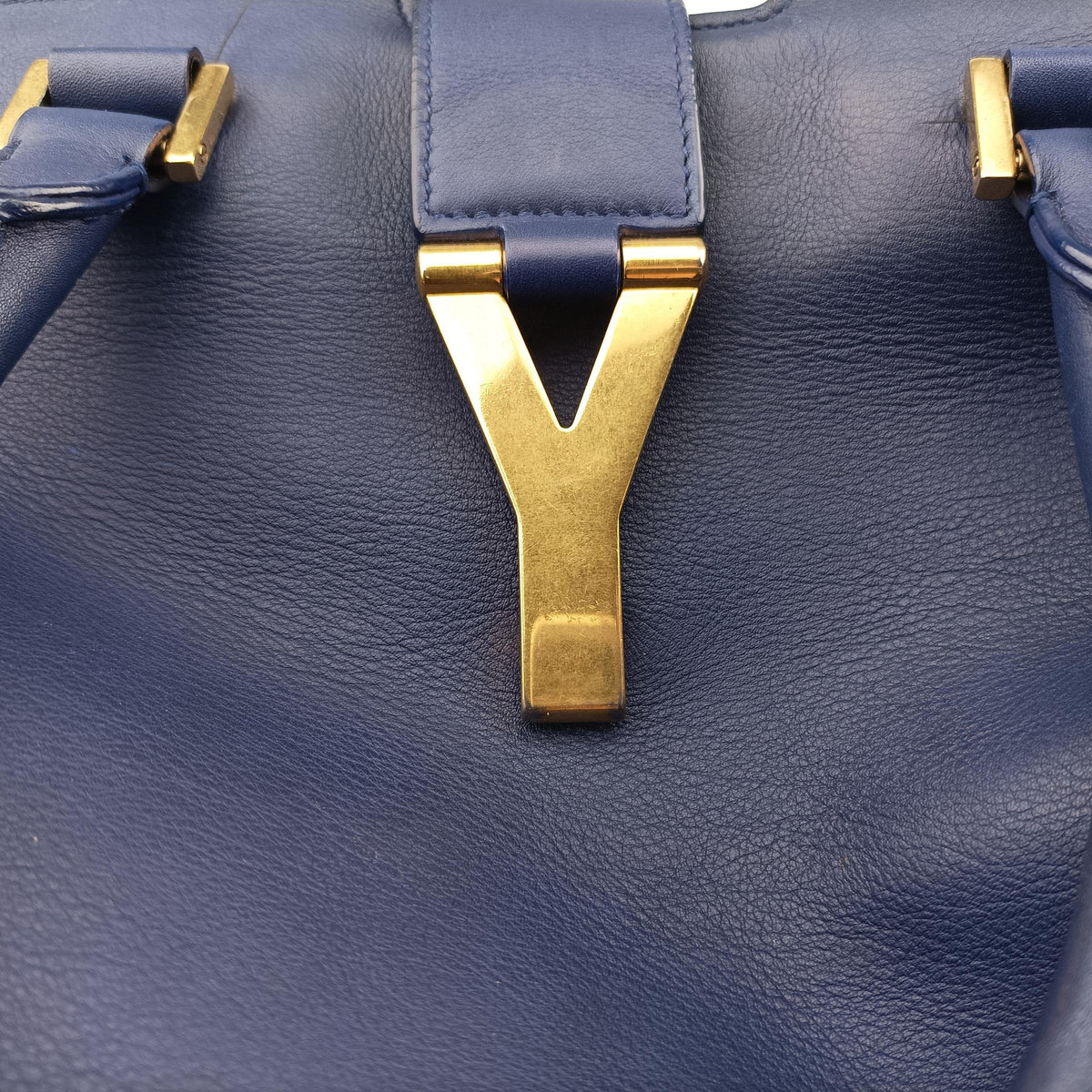 Secondhand Yves Saint Laurent Y Ligne Petit Cabas Blue Leather 311203 shoulderbag | stylenewstar