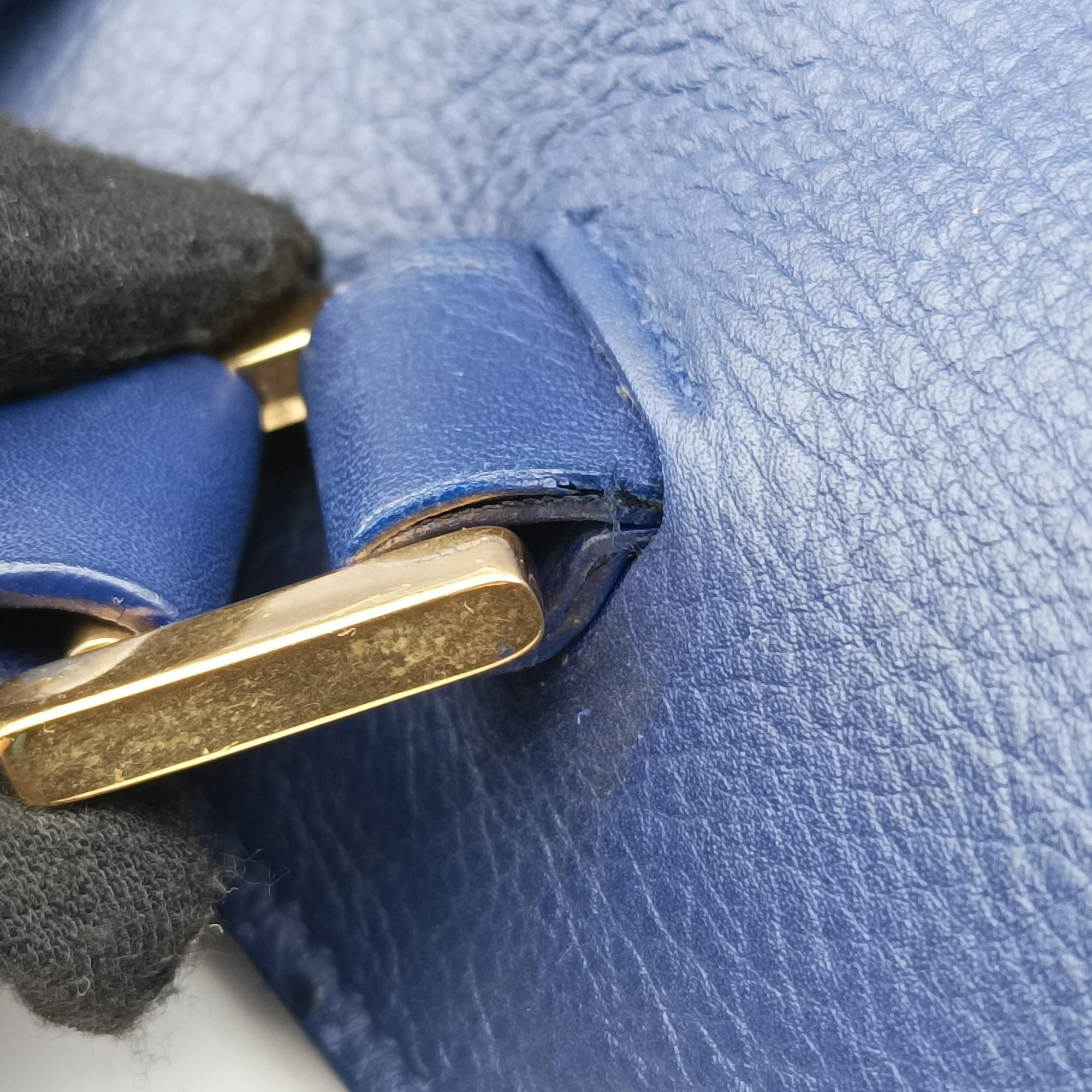 Secondhand Yves Saint Laurent Y Ligne Petit Cabas Blue Leather 311203 shoulderbag | stylenewstar