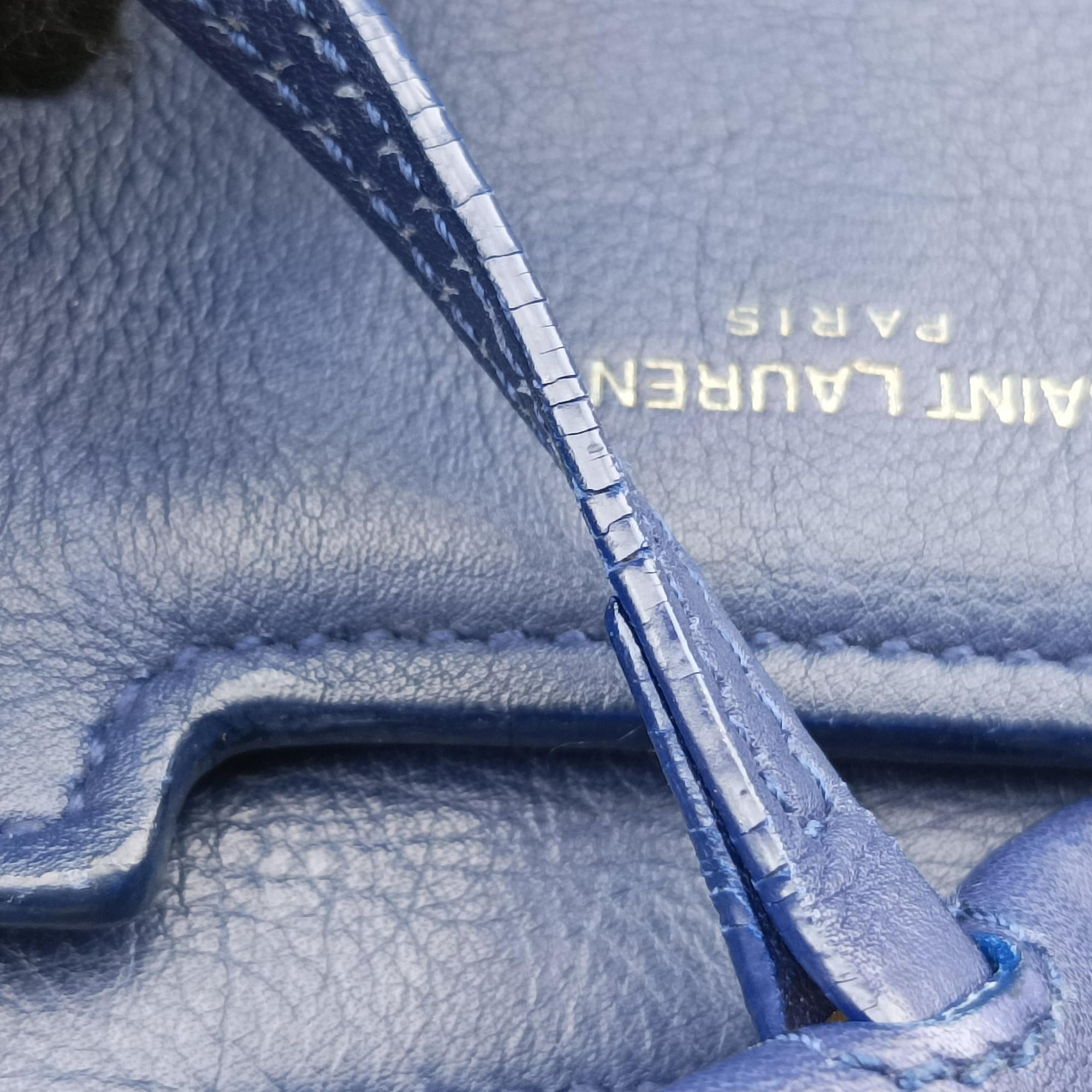 Secondhand Yves Saint Laurent Y Ligne Petit Cabas Blue Leather 311203 shoulderbag | stylenewstar