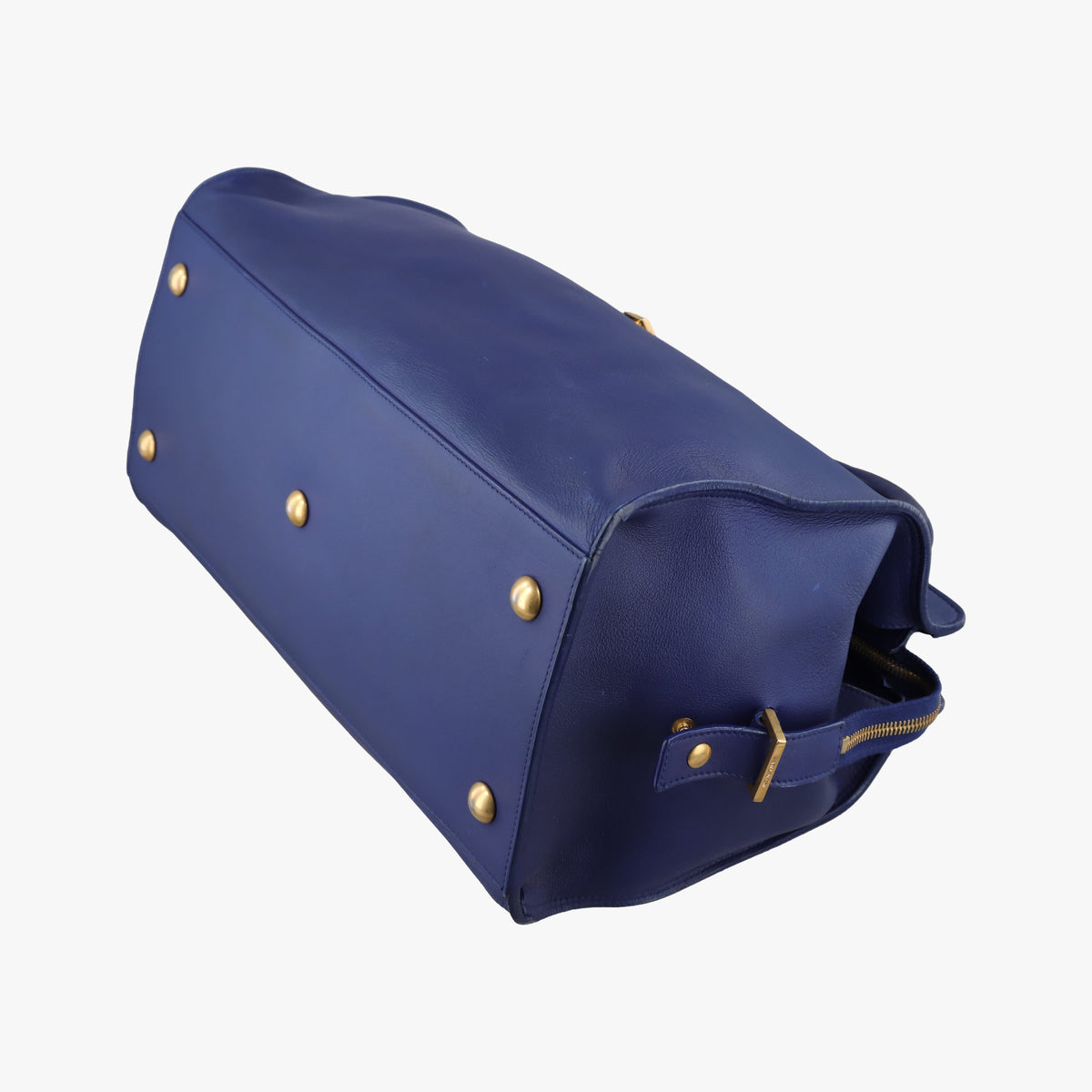 Pre-owned Yves Saint Laurent Y Ligne Petit Cabas Blue Leather 311203 shoulderbag | stylenewstar