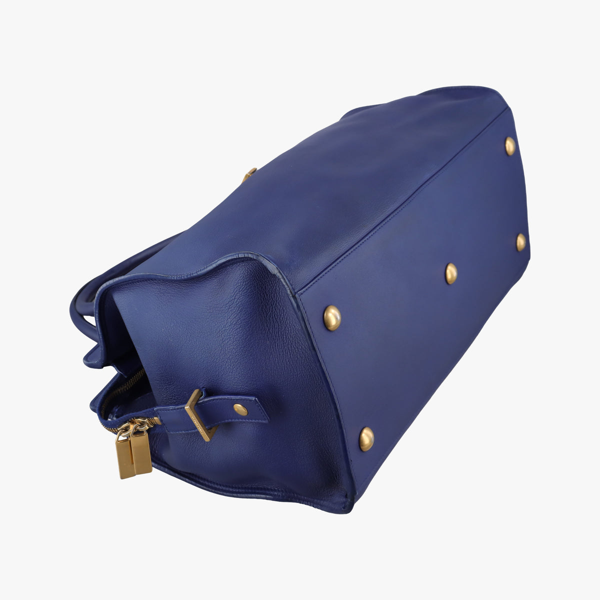 Pre-owned Yves Saint Laurent Y Ligne Petit Cabas Blue Leather 311203 shoulderbag | stylenewstar