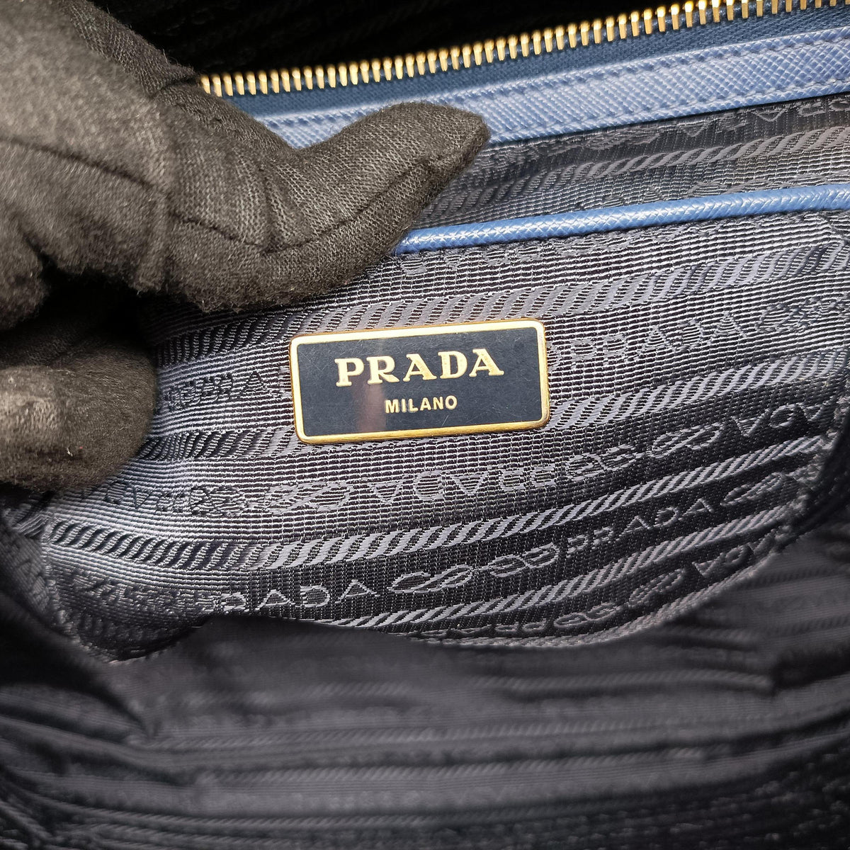 Pre-owned Prada Galleria Blue SAFFIANO Leather BN2274 handbag | stylenewstar
