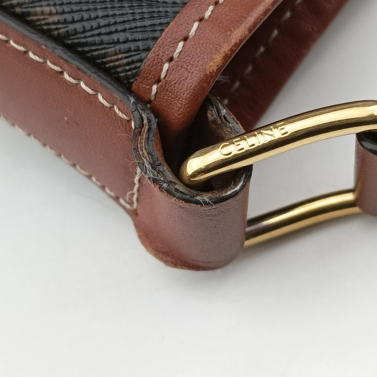 Pre-owned Celine Medium Bucket Brown PVC coated canvas×Leather  shoulderbag | stylenewstar