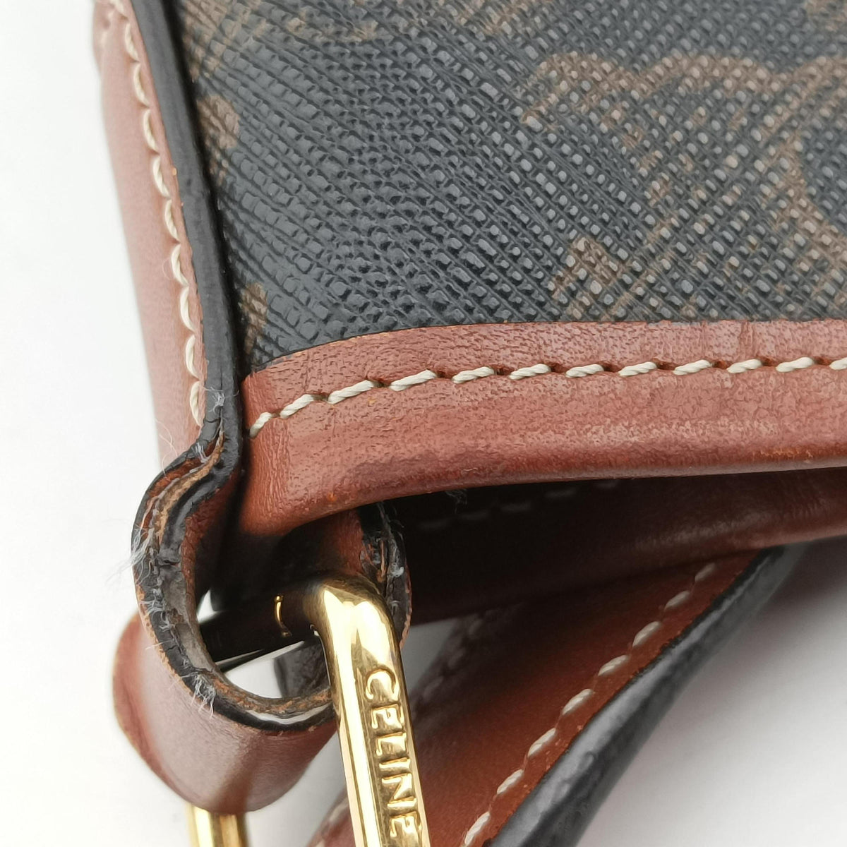 Pre-owned Celine Medium Bucket Brown PVC coated canvas×Leather  shoulderbag | stylenewstar