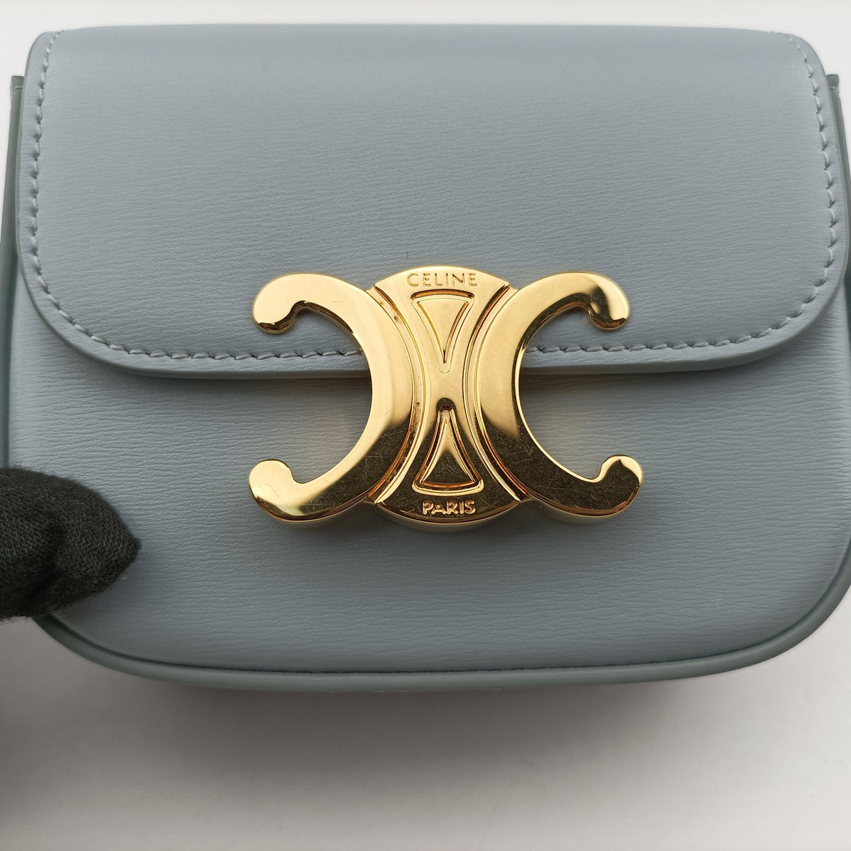 Vintage Celine Mini Claude Triomphe Blue Leather  shoulderbag | stylenewstar