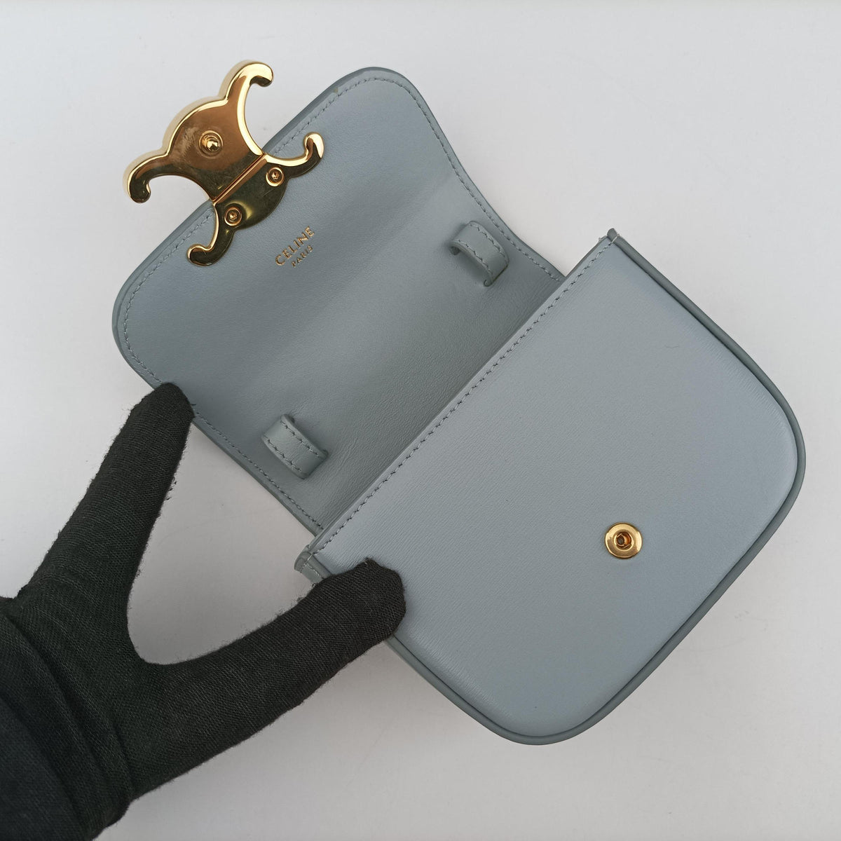 Vintage Celine Mini Claude Triomphe Blue Leather  shoulderbag | stylenewstar