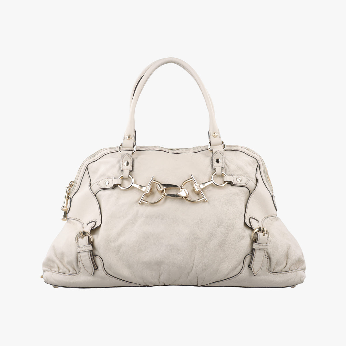 Vintage Gucci Horsebit Nail White Leather 189890 handbag | stylenewstar