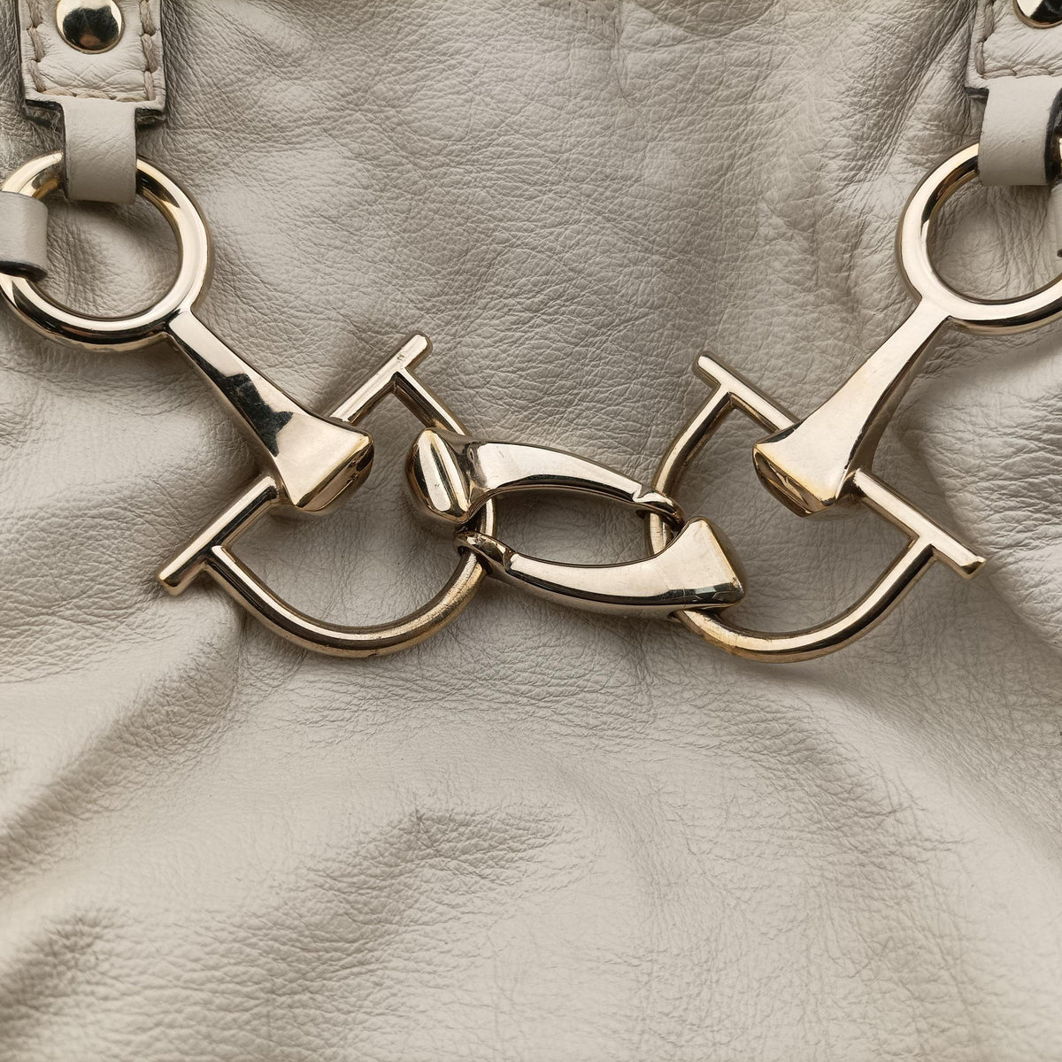 Vintage Gucci Horsebit Nail White Leather 189890 handbag | stylenewstar