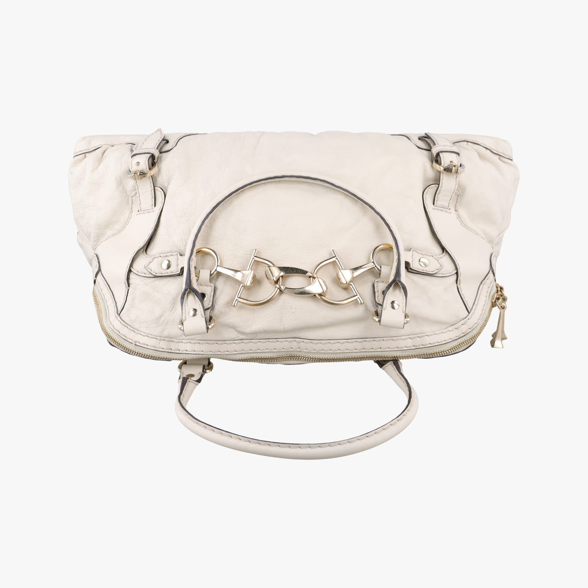 Vintage Gucci Horsebit Nail White Leather 189890 handbag | stylenewstar