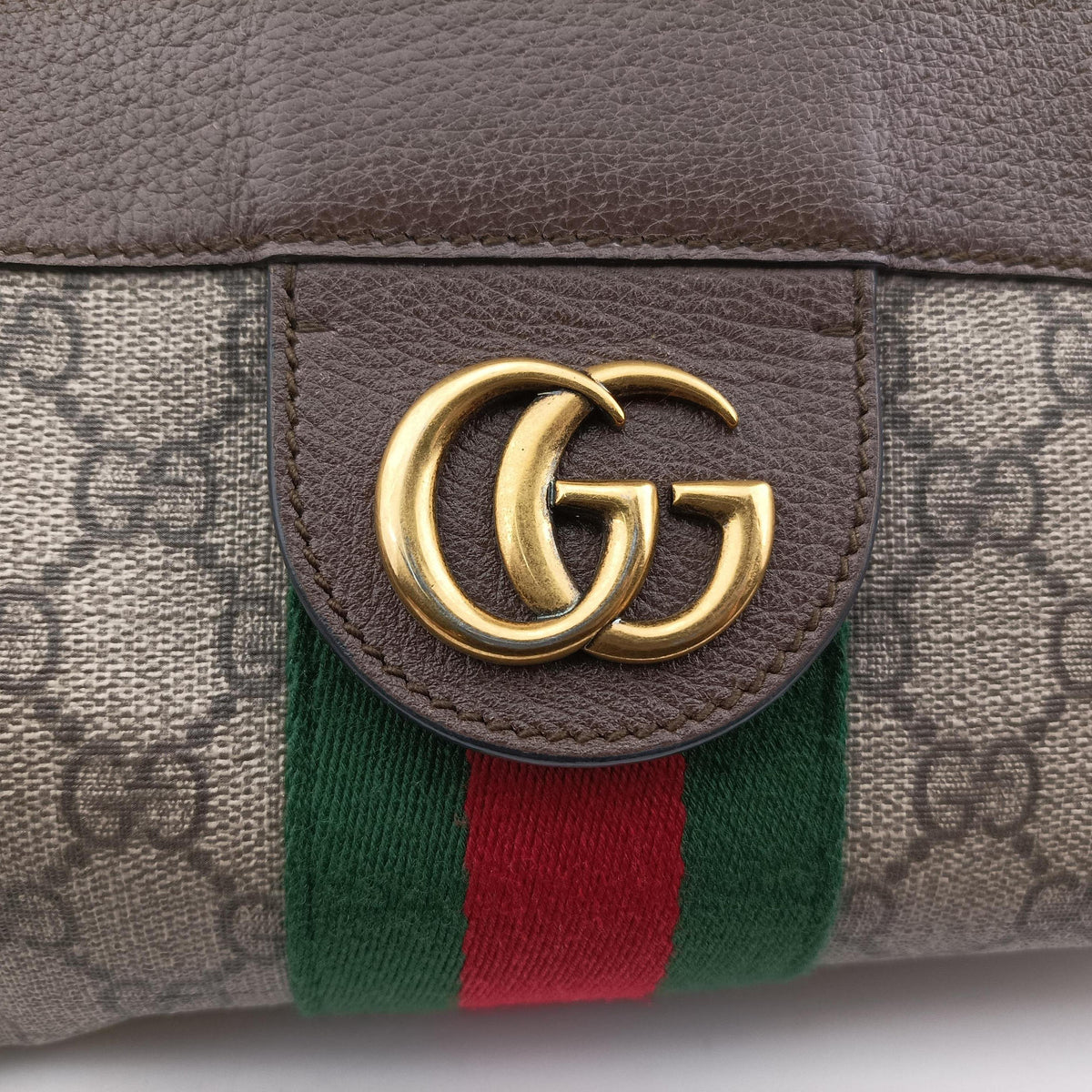 Pre-owned Gucci Ophidia Brown PVC coated canvas×Leather 519335 shoulderbag | stylenewstar