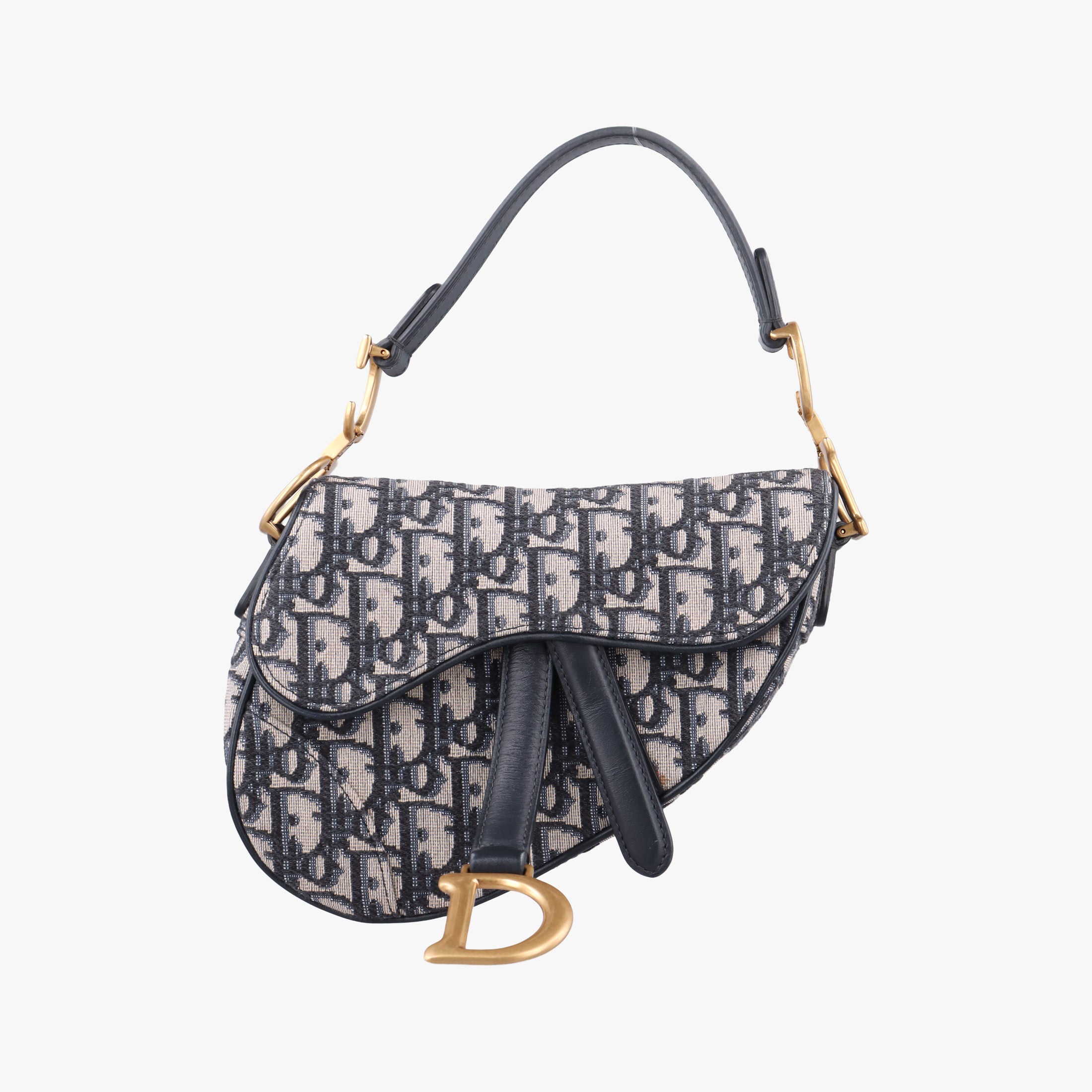 Secondhand Christian Dior Saddle Navy Jacquard × Leather  handbag | stylenewstar