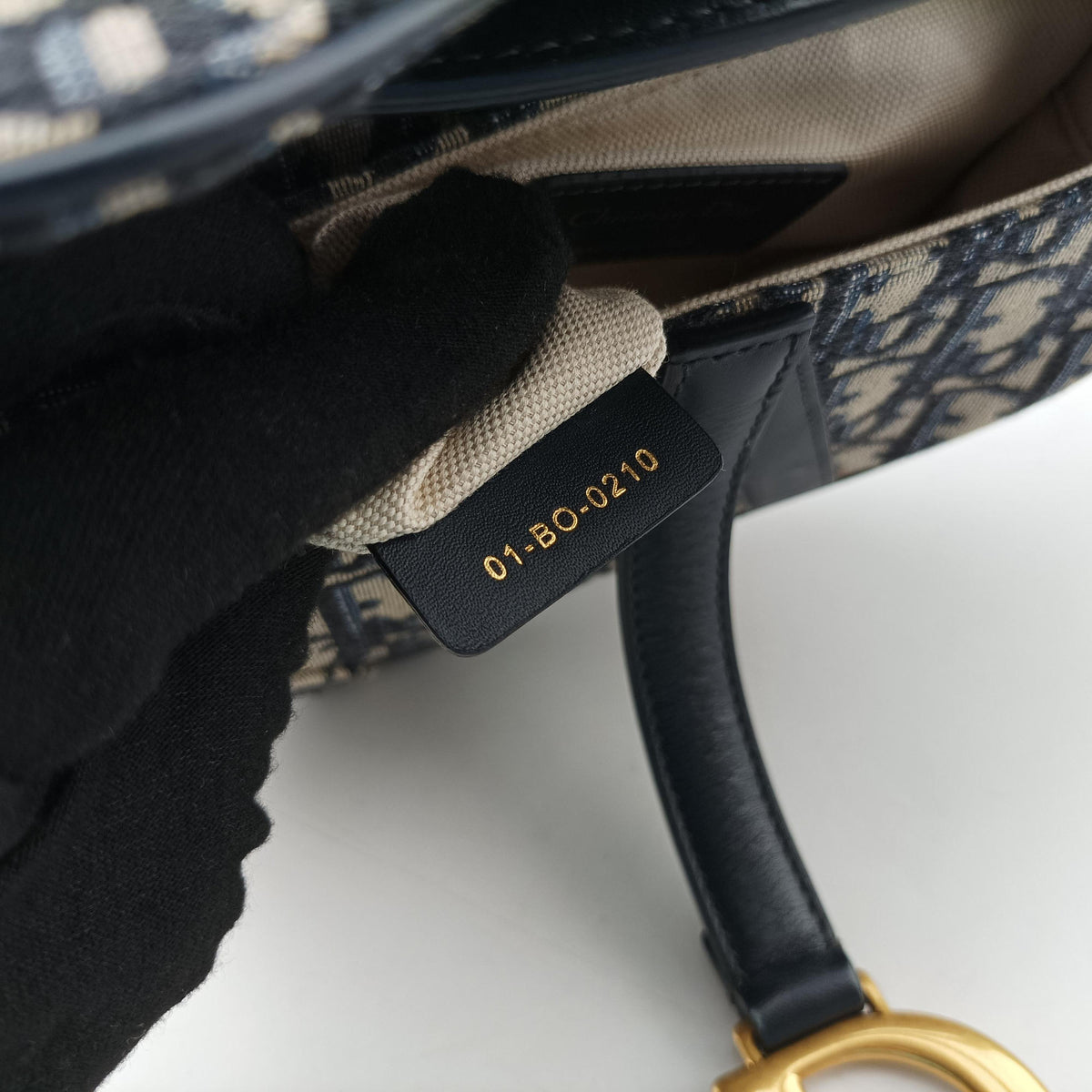 Pre-owned Christian Dior Saddle Navy Jacquard × Leather  handbag | stylenewstar