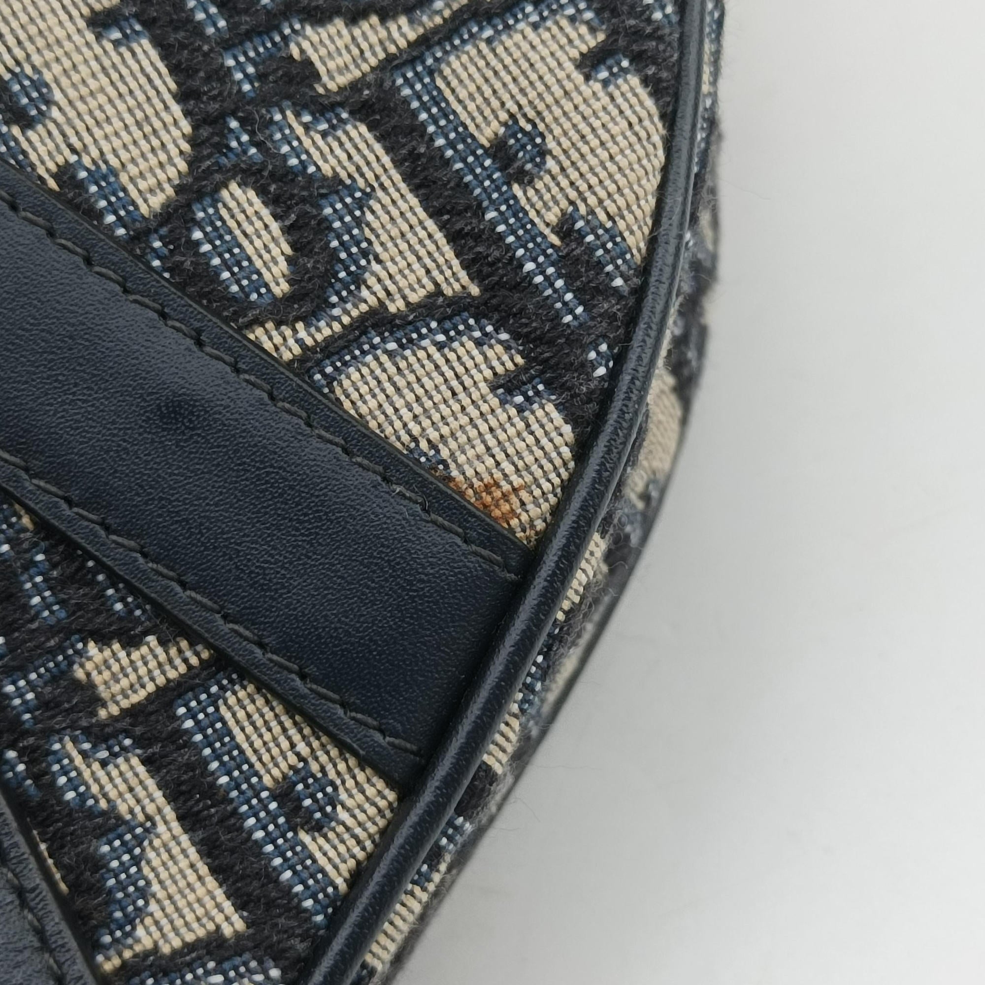 Secondhand Christian Dior Saddle Navy Jacquard × Leather  handbag | stylenewstar