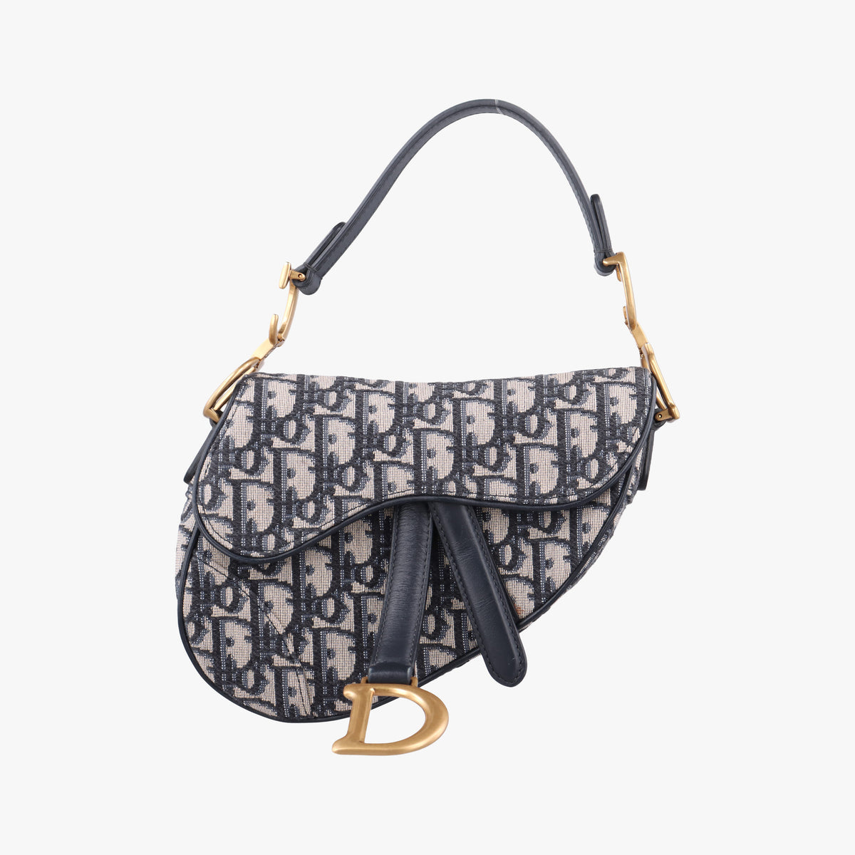 Pre-owned Christian Dior Saddle Navy Jacquard × Leather  handbag | stylenewstar