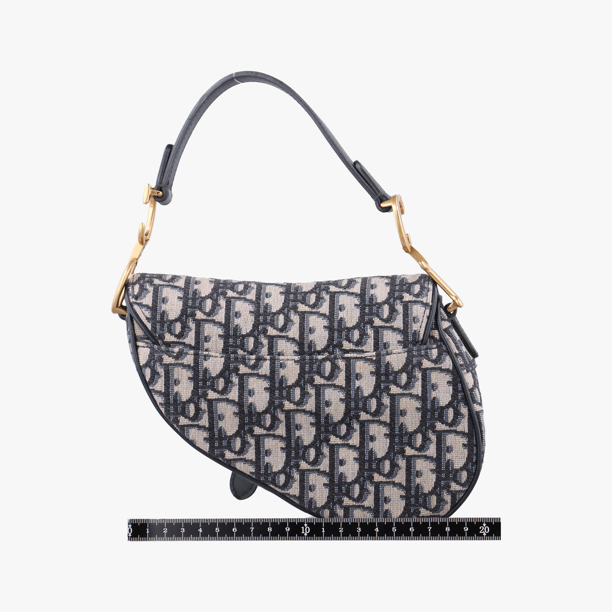 Secondhand Christian Dior Saddle Navy Jacquard × Leather  handbag | stylenewstar