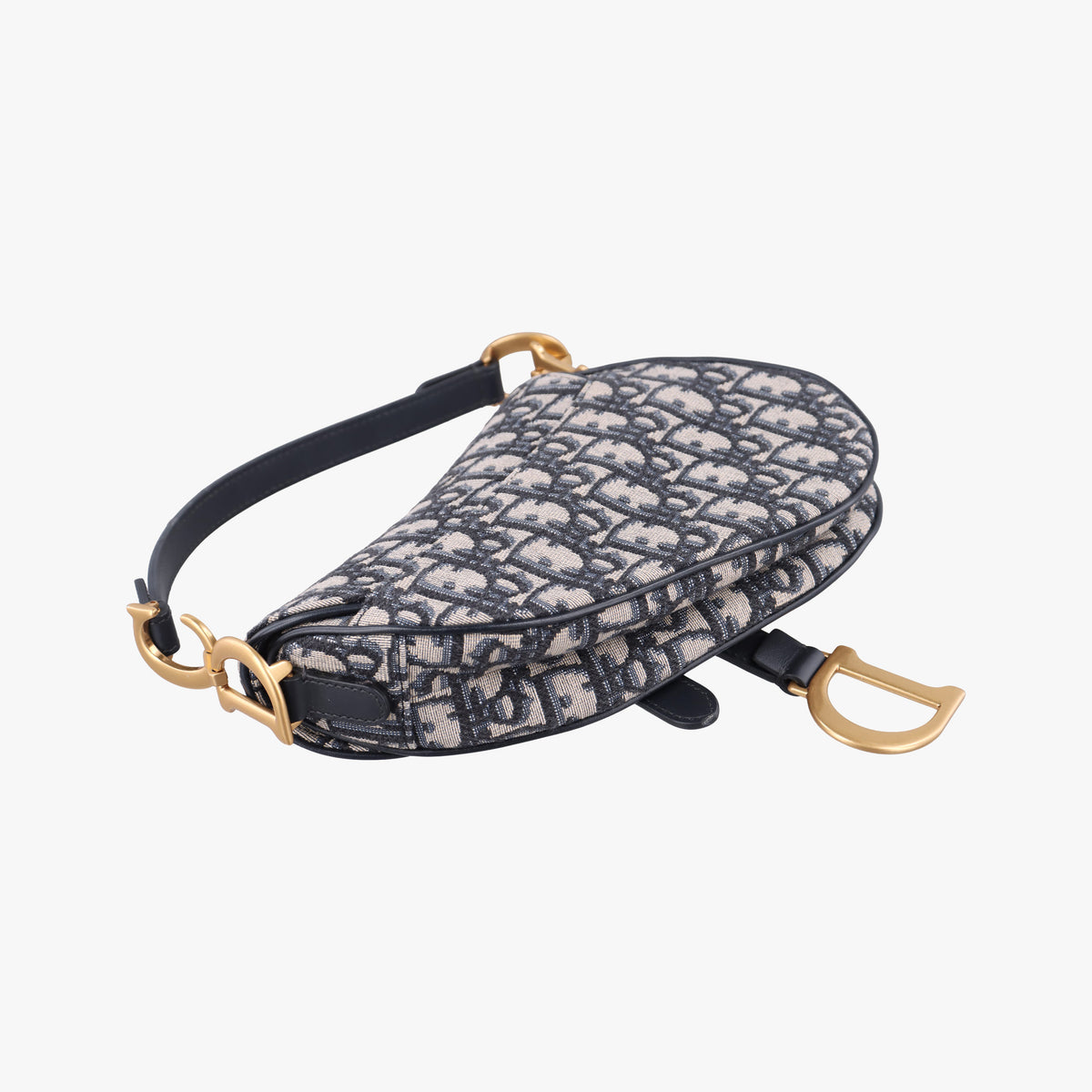 Secondhand Christian Dior Saddle Navy Jacquard × Leather  handbag | stylenewstar