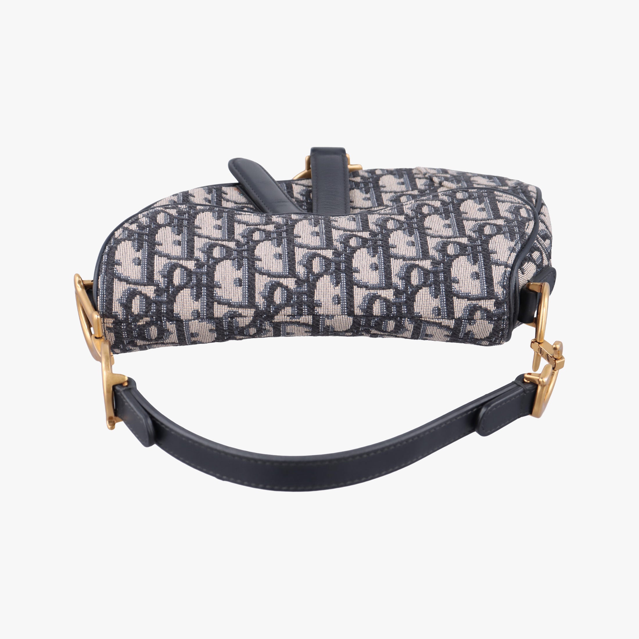 Secondhand Christian Dior Saddle Navy Jacquard × Leather  handbag | stylenewstar