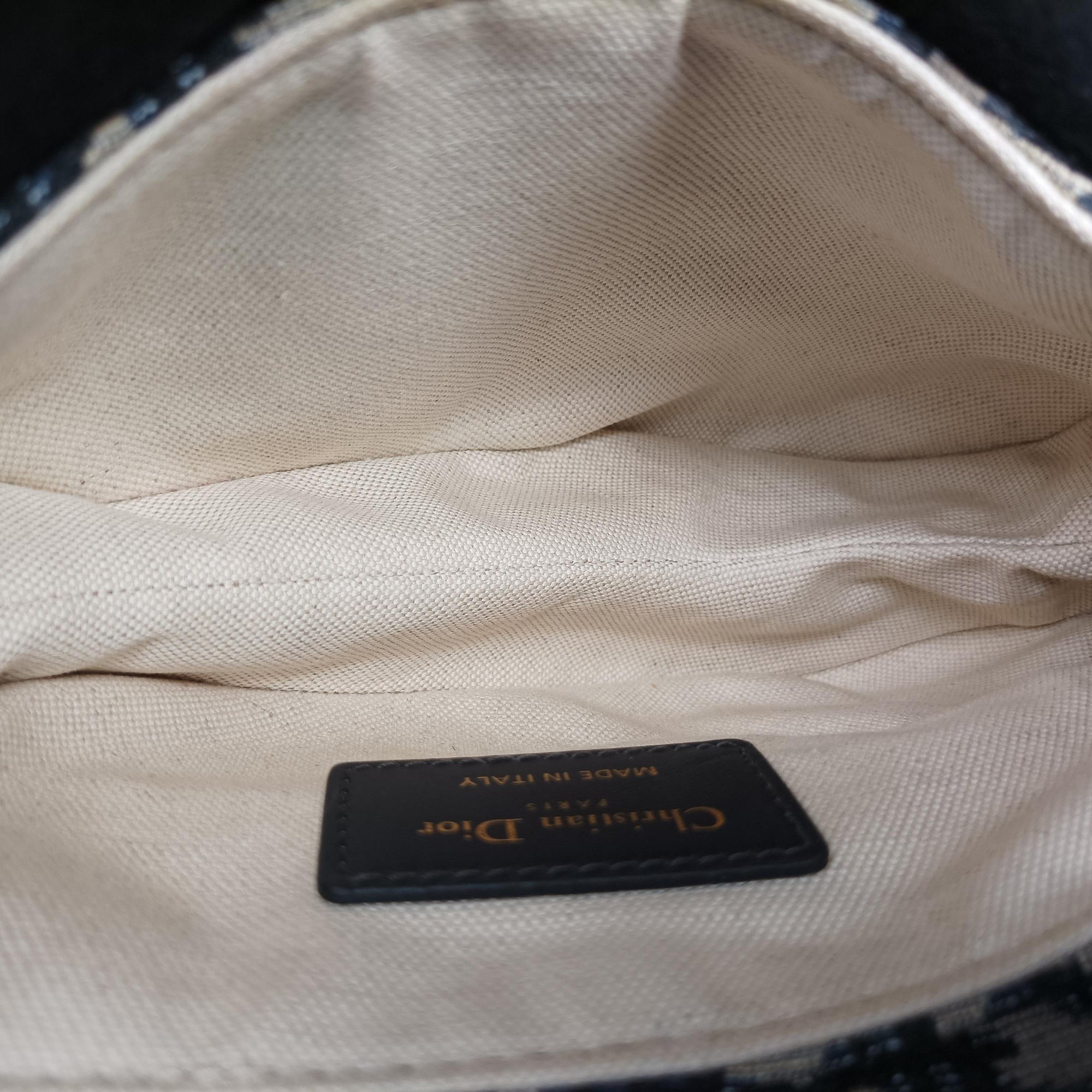 Secondhand Christian Dior Saddle Navy Jacquard × Leather  handbag | stylenewstar