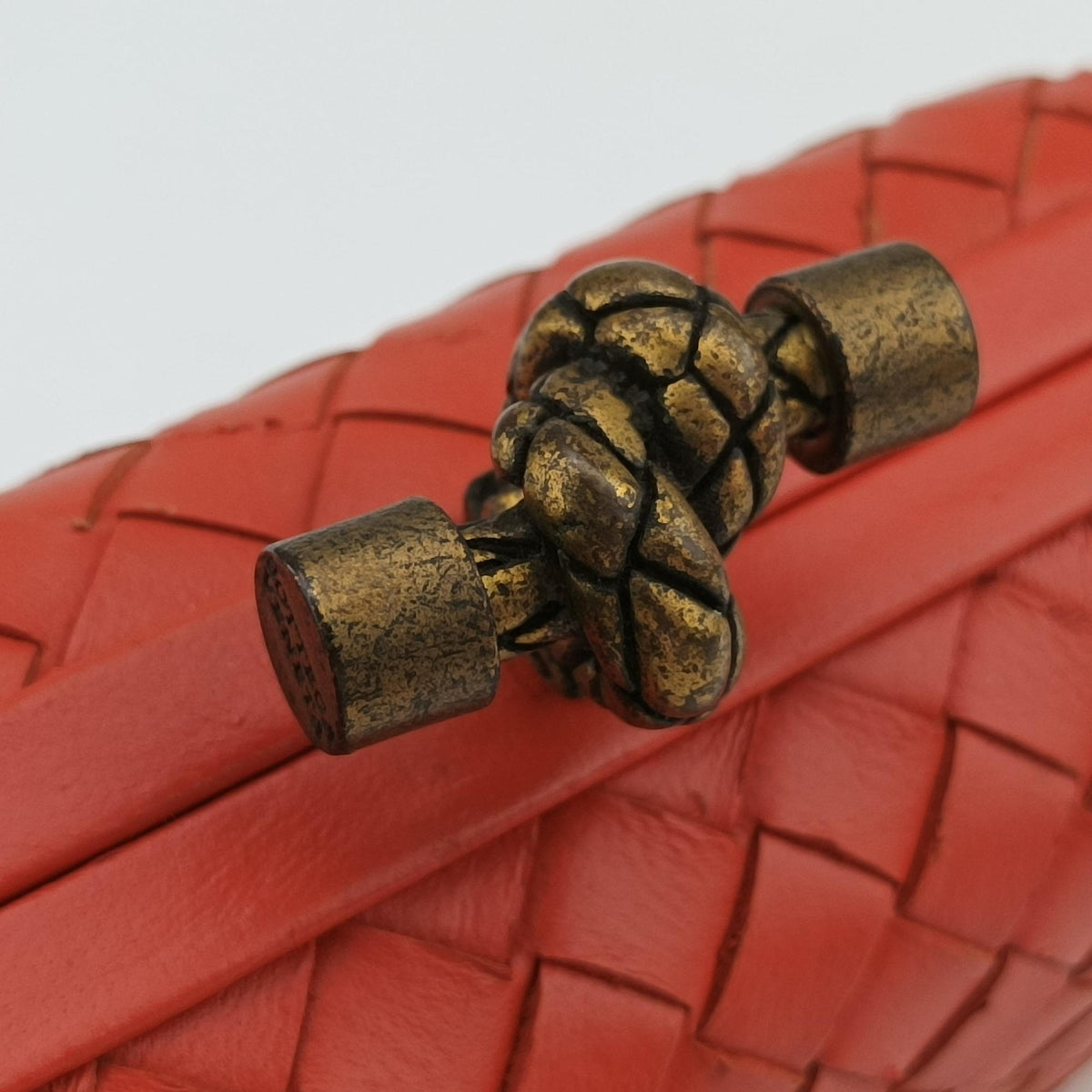 Vintage Bottega Veneta Intrecciato Orange Leather  clutchbag | stylenewstar