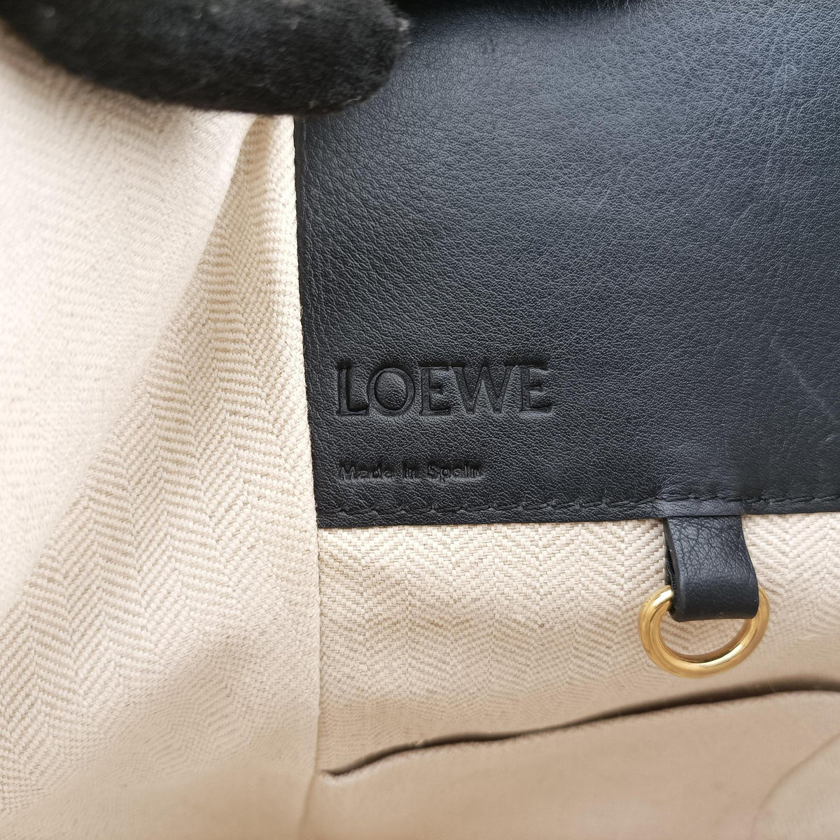 Pre-owned Loewe Hammock Beige× Brown × Black Leather  shoulderbag | stylenewstar