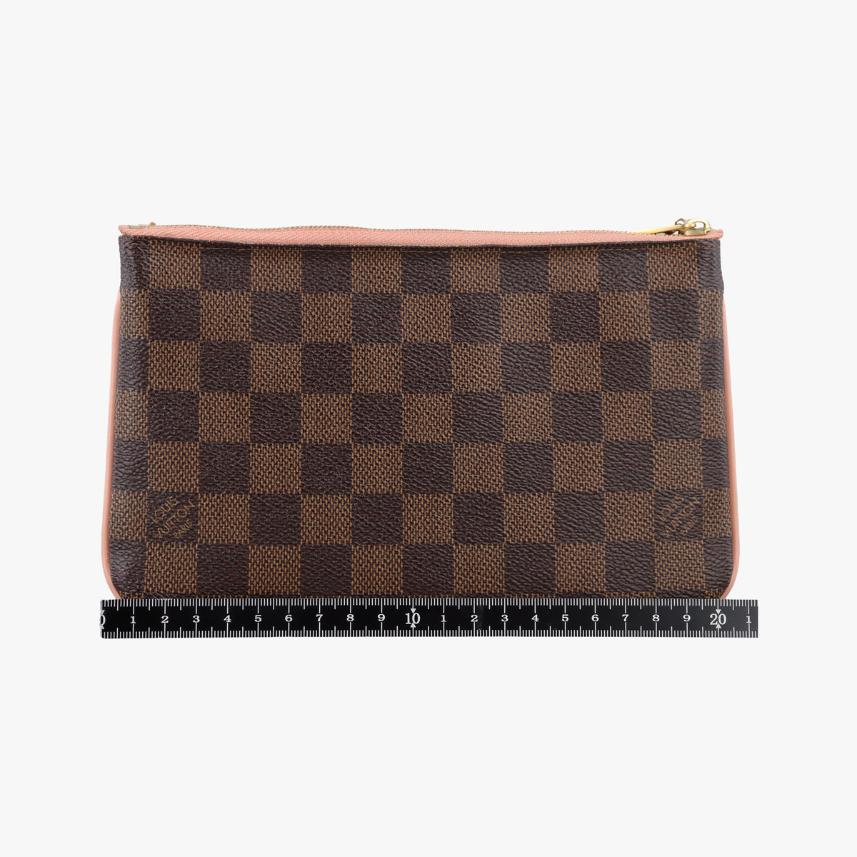 Pre-owned Louis Vuitton Pochette Double Zip EBENE×Rose Ballerine Damier Canvas N60254 shoulderbag | stylenewstar
