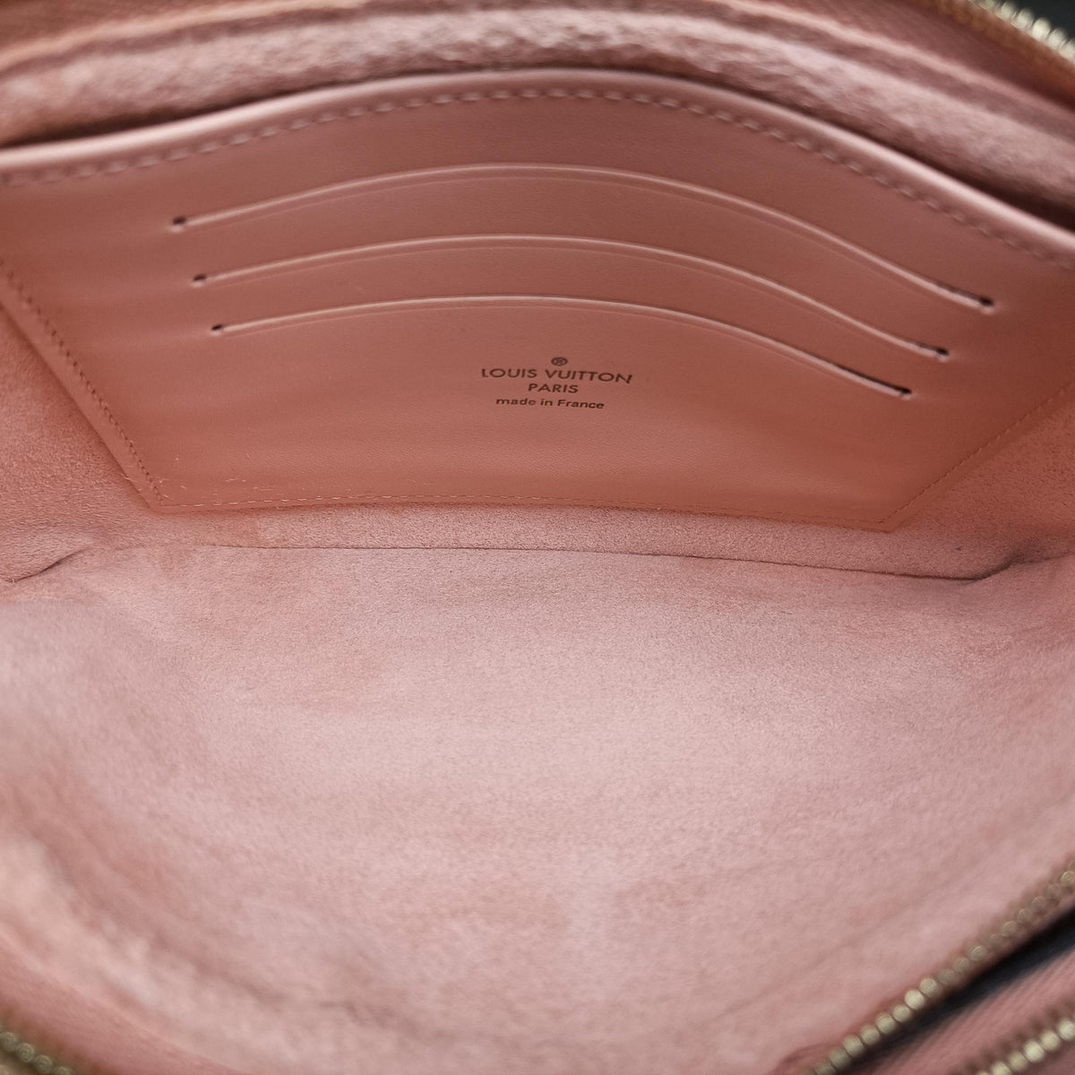 Pre-owned Louis Vuitton Pochette Double Zip EBENE×Rose Ballerine Damier Canvas N60254 shoulderbag | stylenewstar