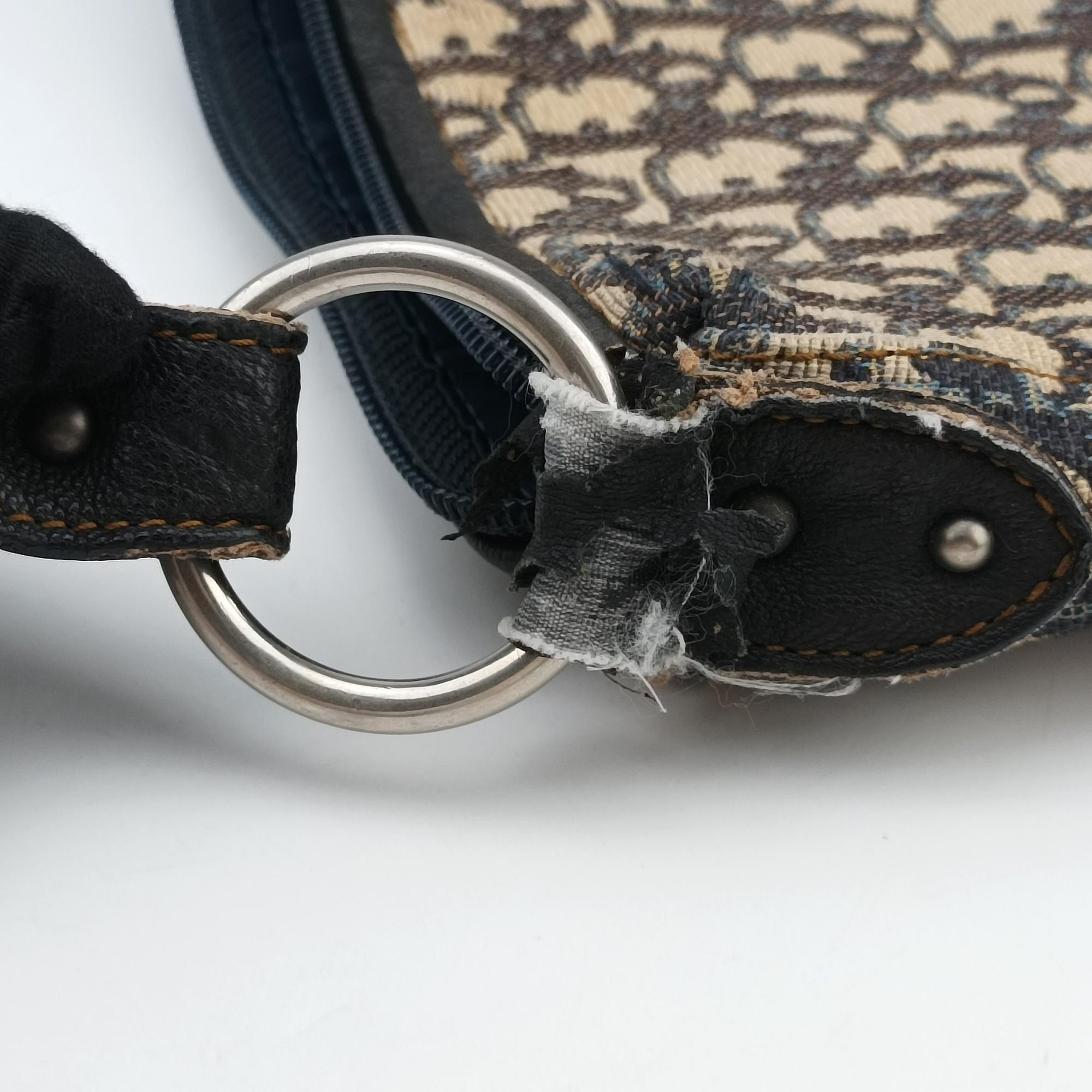 Pre-owned Christian Dior CD Trotter Navy Jacquard  shoulderbag | stylenewstar