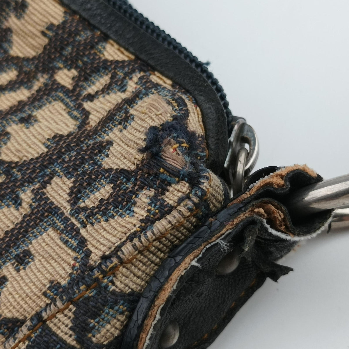 Pre-owned Christian Dior CD Trotter Navy Jacquard  shoulderbag | stylenewstar