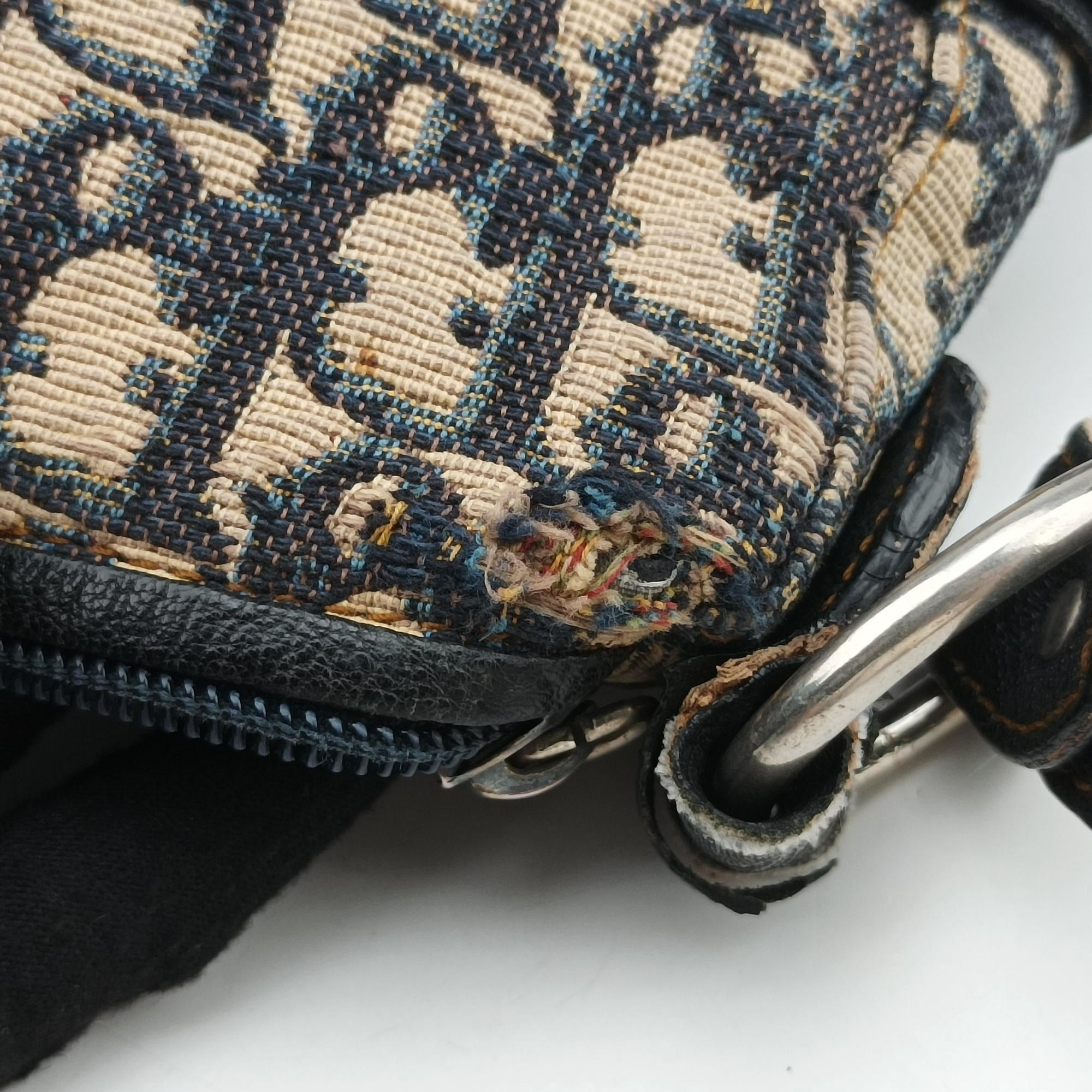 Pre-owned Christian Dior CD Trotter Navy Jacquard  shoulderbag | stylenewstar