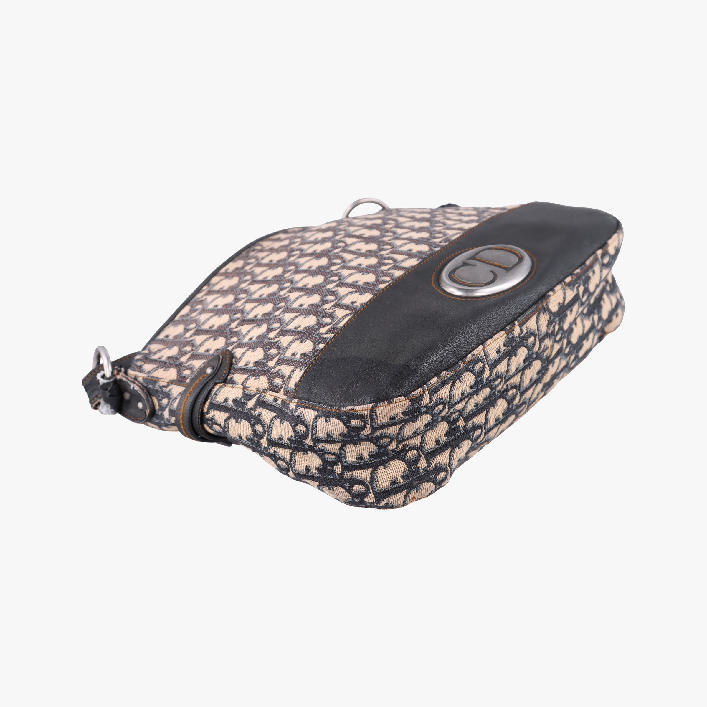 Pre-owned Christian Dior CD Trotter Navy Jacquard  shoulderbag | stylenewstar