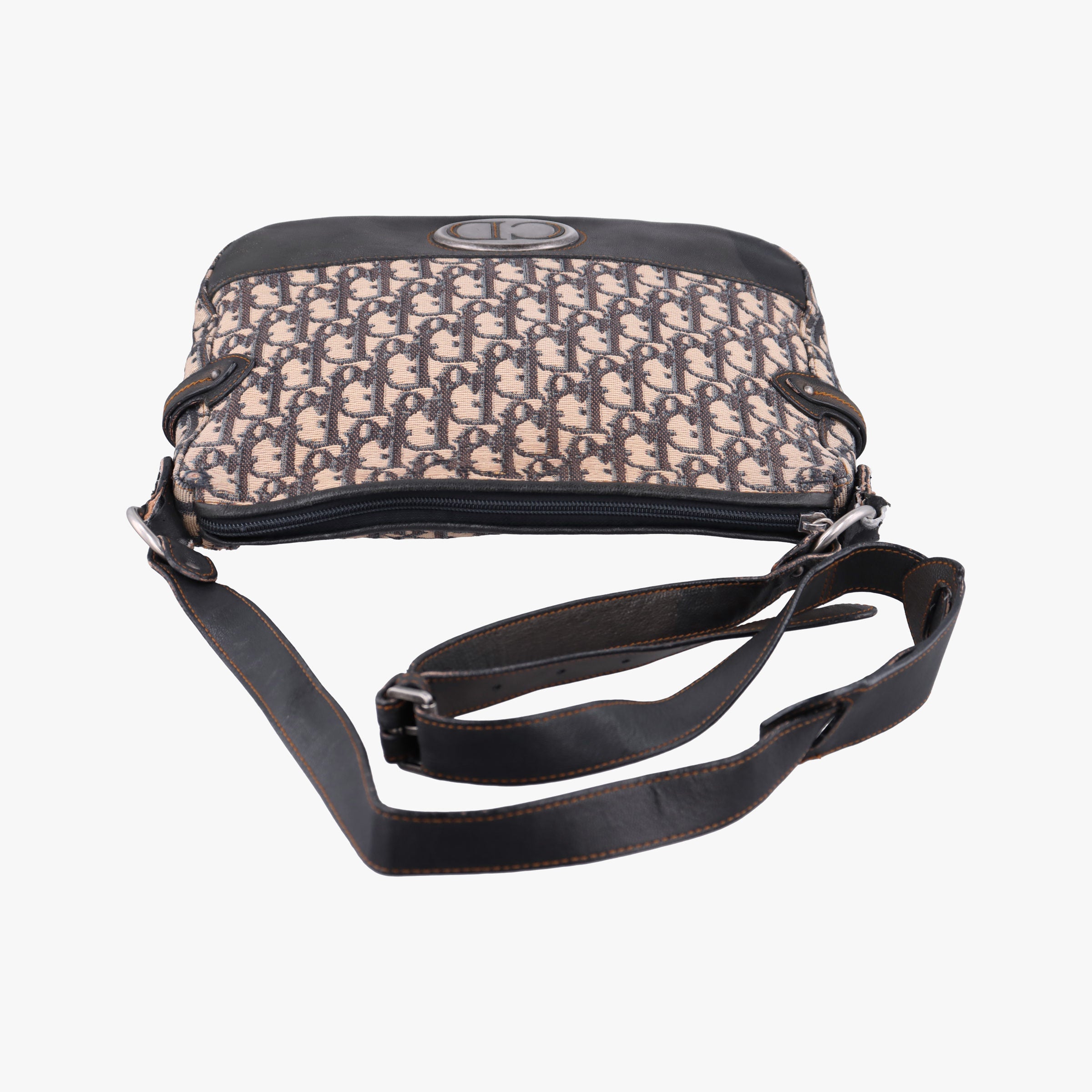 Pre-owned Christian Dior CD Trotter Navy Jacquard  shoulderbag | stylenewstar