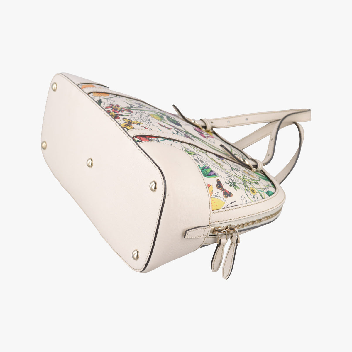 Secondhand Gucci Nice Floral White Leather 309617 shoulderbag | stylenewstar