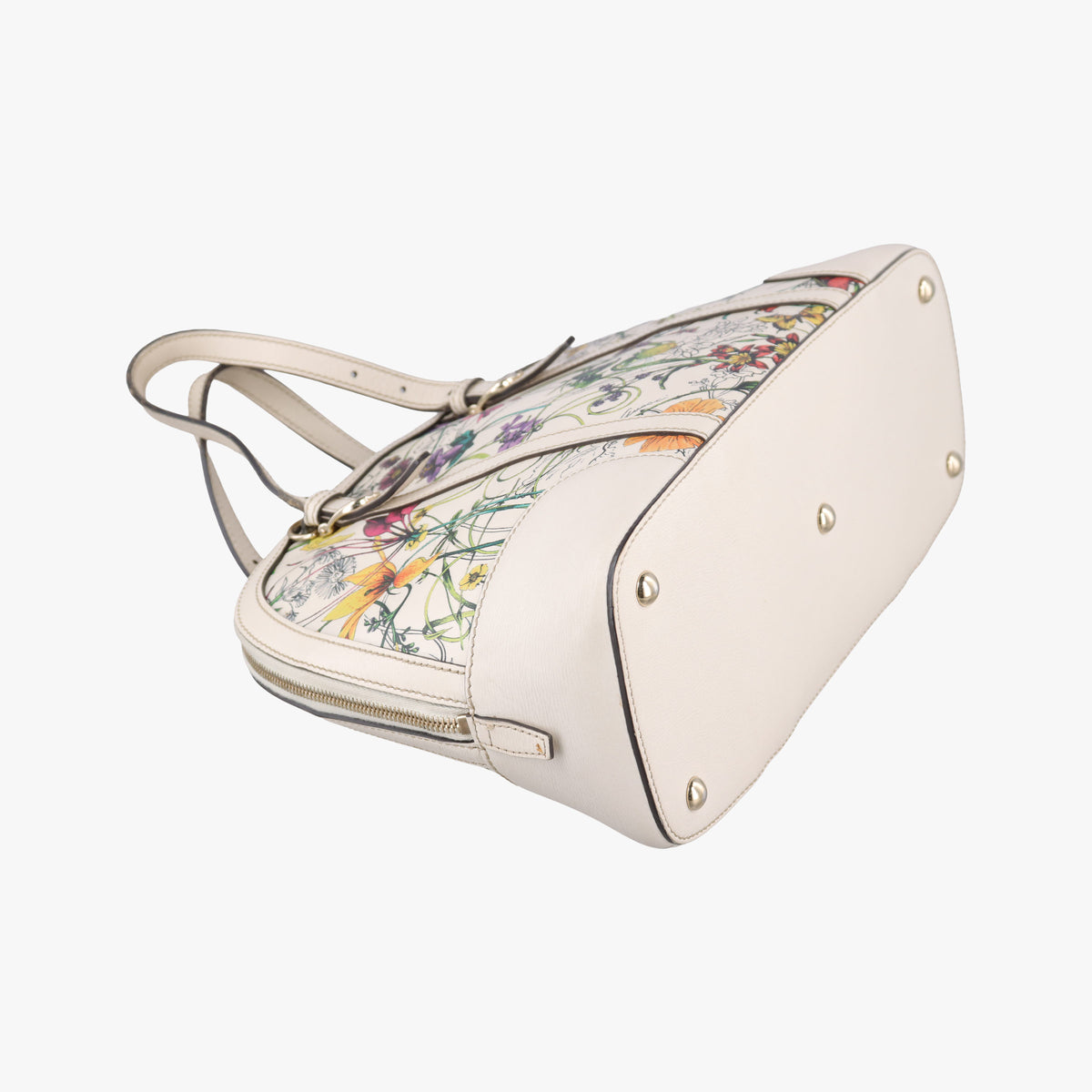 Pre-owned Gucci Nice Floral White Leather 309617 shoulderbag | stylenewstar