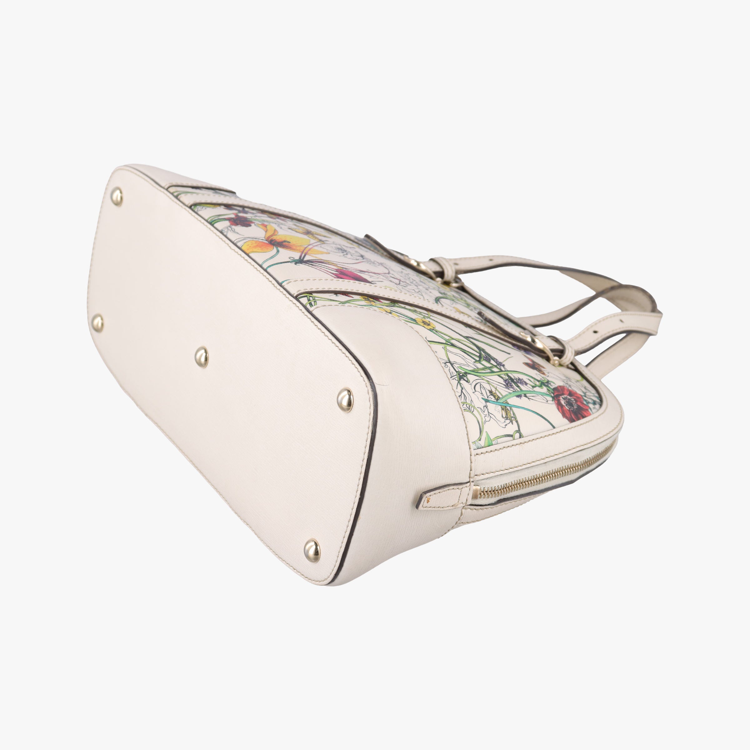 Pre-owned Gucci Nice Floral White Leather 309617 shoulderbag | stylenewstar