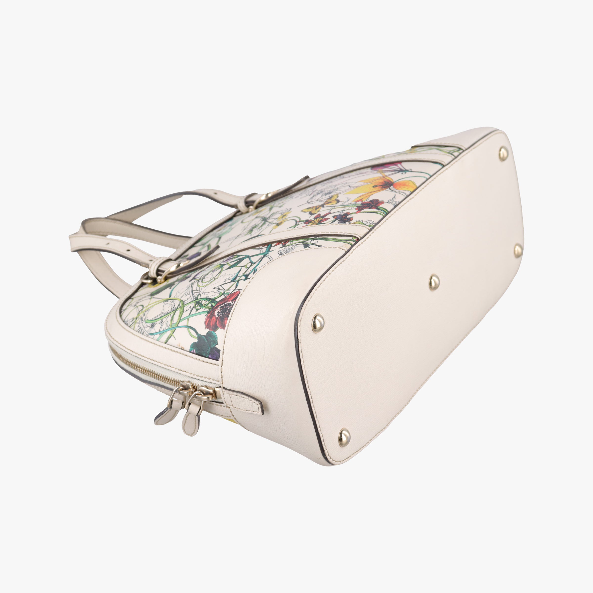 Pre-owned Gucci Nice Floral White Leather 309617 shoulderbag | stylenewstar