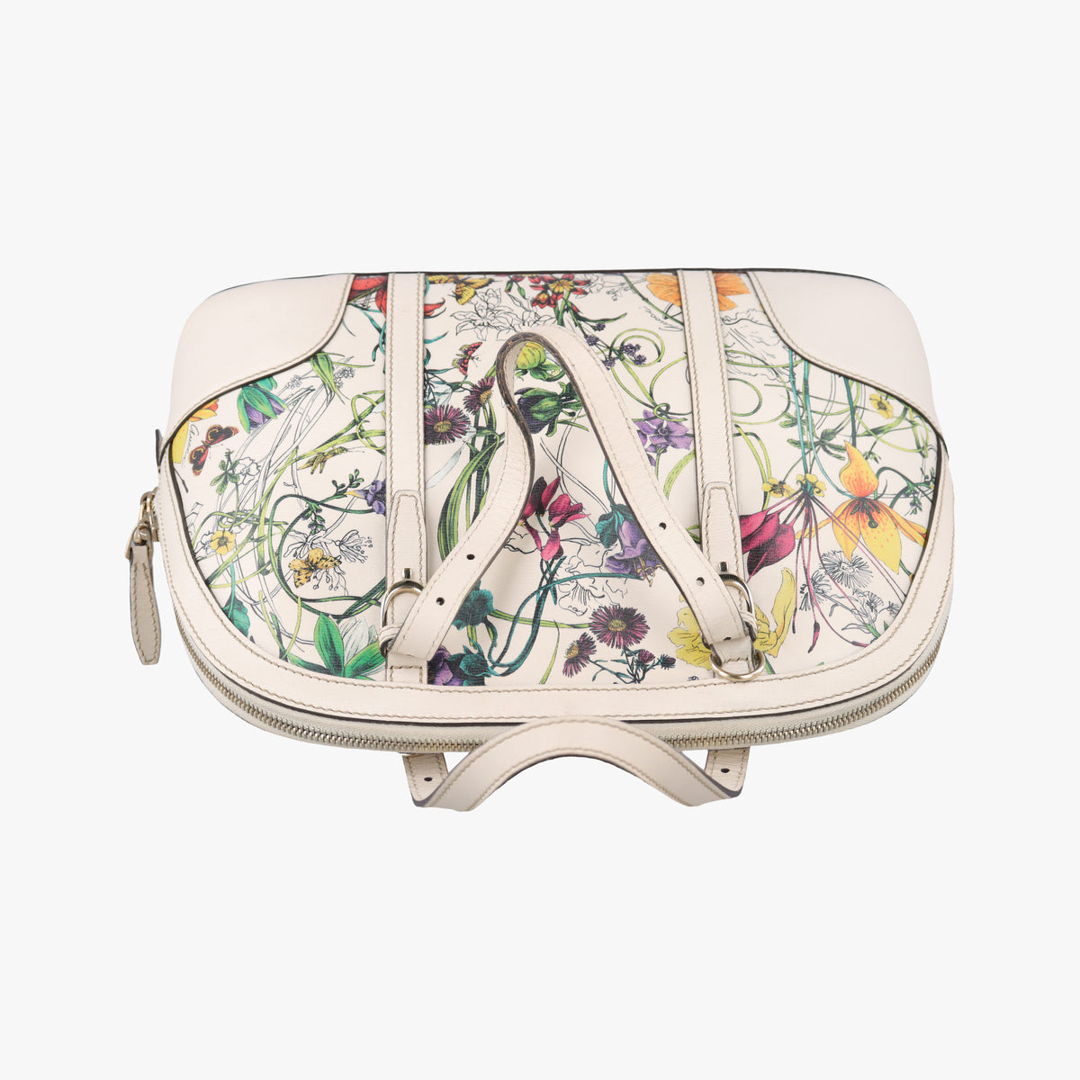 Pre-owned Gucci Nice Floral White Leather 309617 shoulderbag | stylenewstar