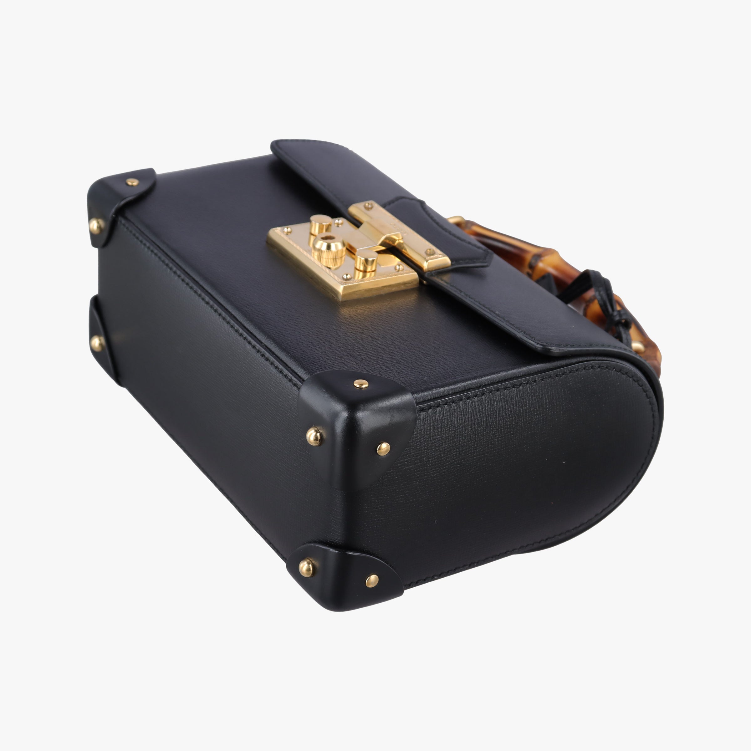 Pre-owned Gucci Padlock Bamboo Black Leather 603221 shoulderbag | stylenewstar
