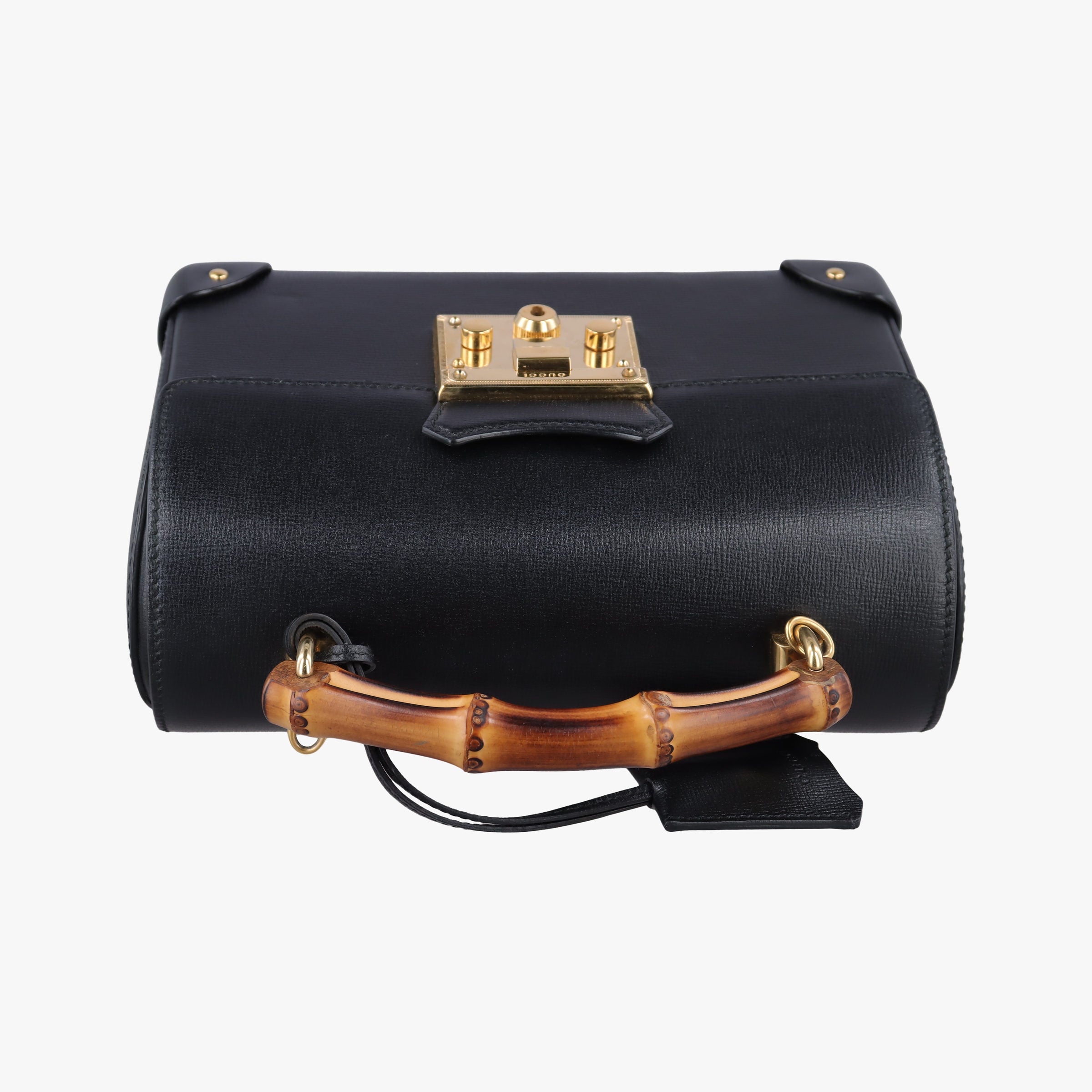 Pre-owned Gucci Padlock Bamboo Black Leather 603221 shoulderbag | stylenewstar