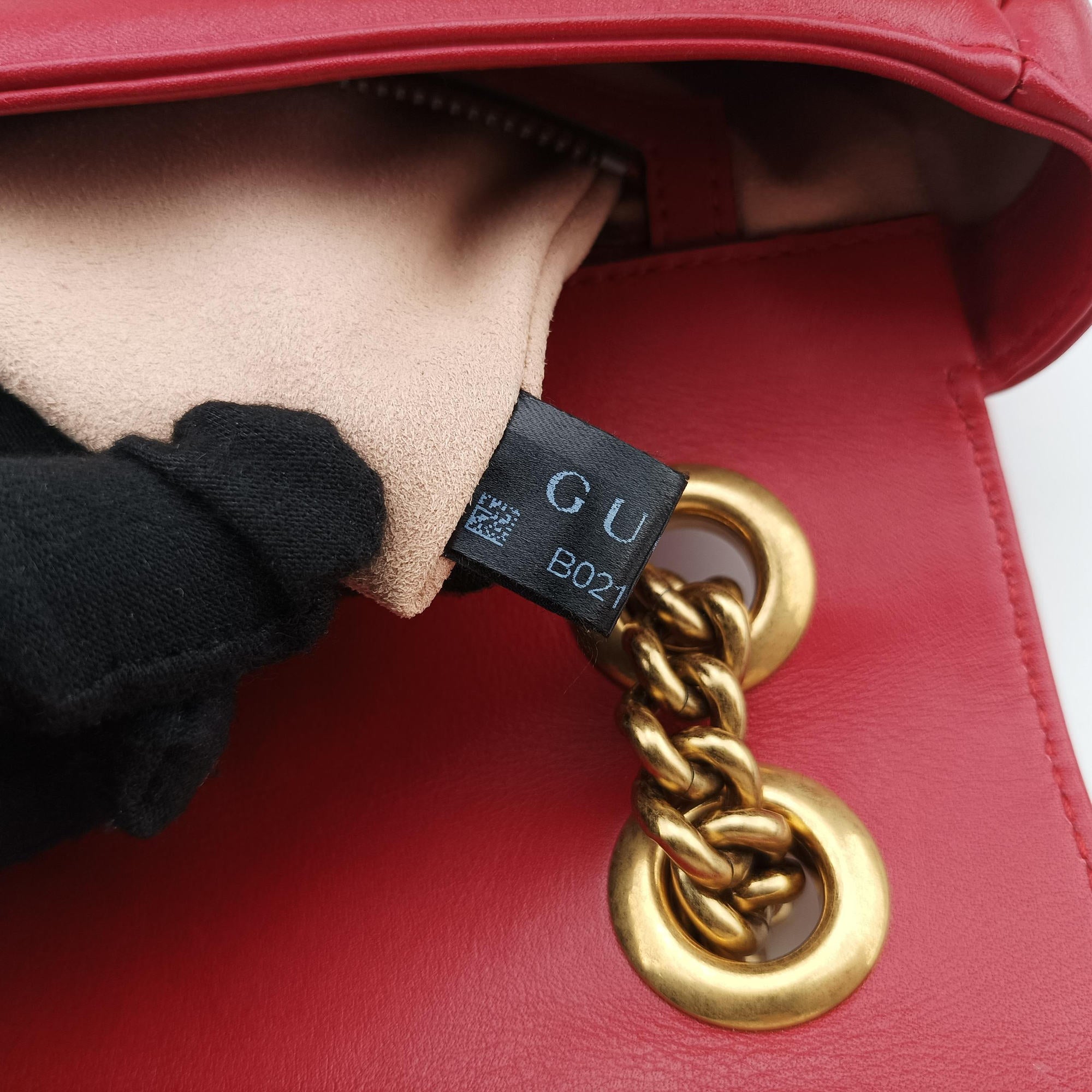 Pre-owned Gucci GG Marmont Red Leather 443497 shoulderbag | stylenewstar