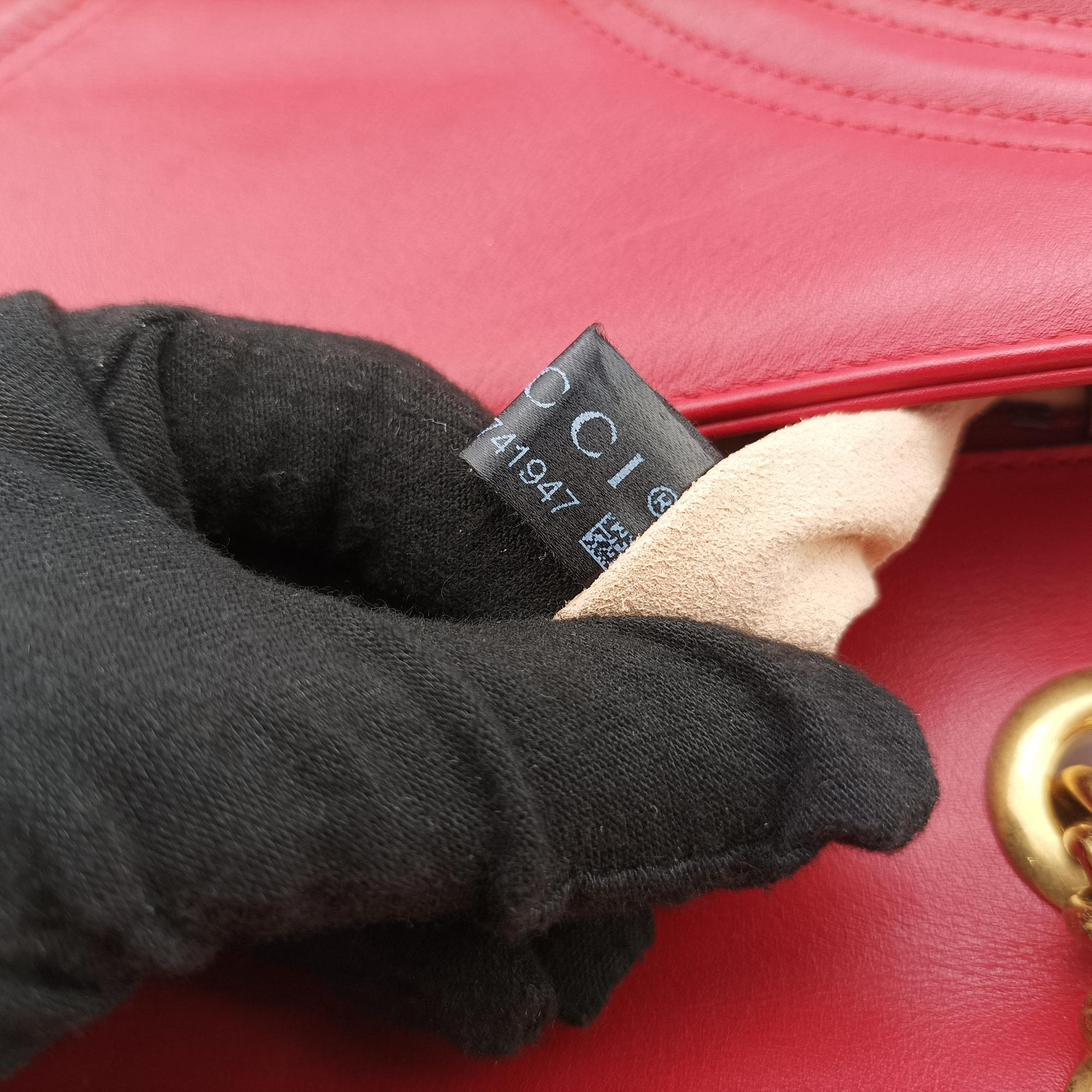 Pre-owned Gucci GG Marmont Red Leather 443497 shoulderbag | stylenewstar