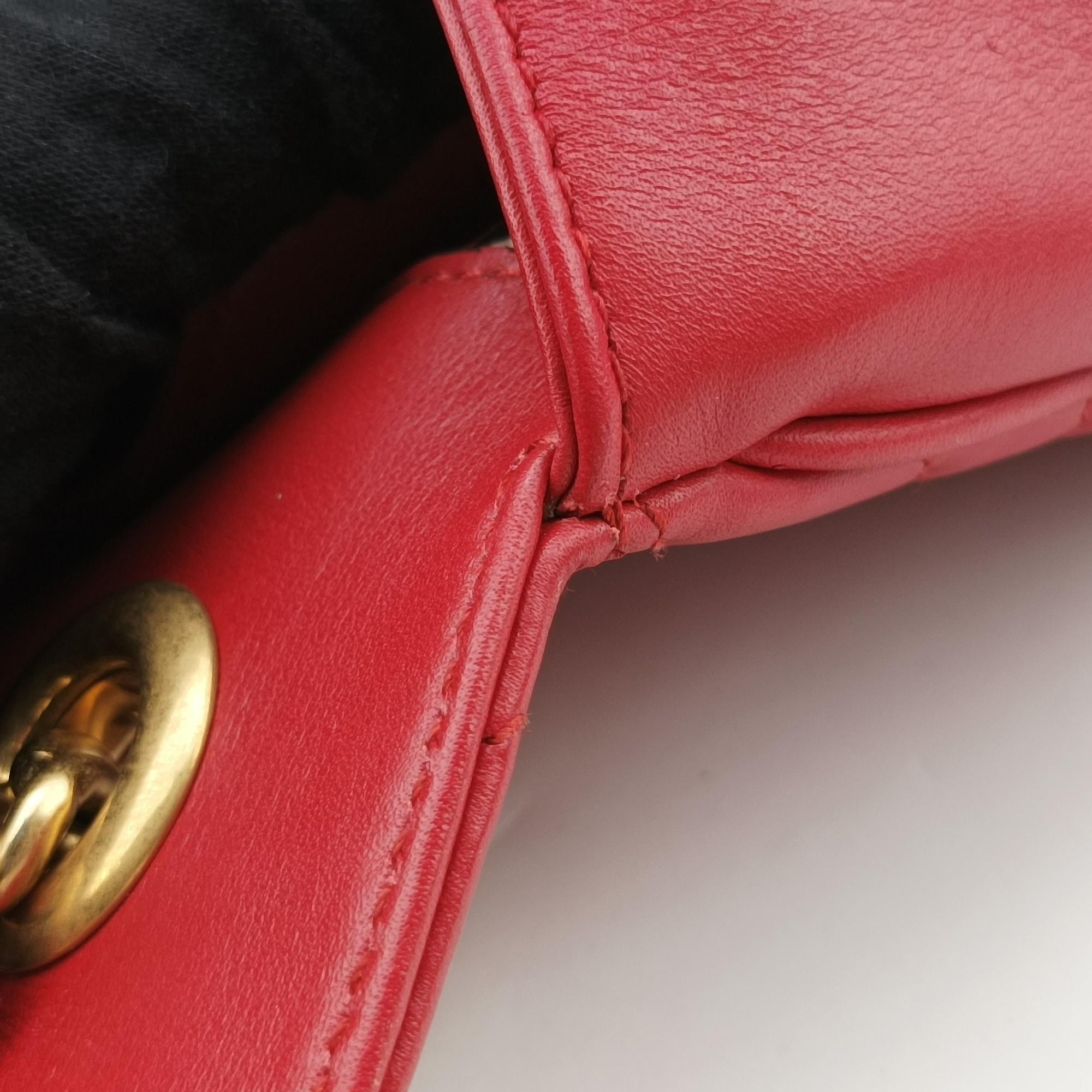 Pre-owned Gucci GG Marmont Red Leather 443497 shoulderbag | stylenewstar
