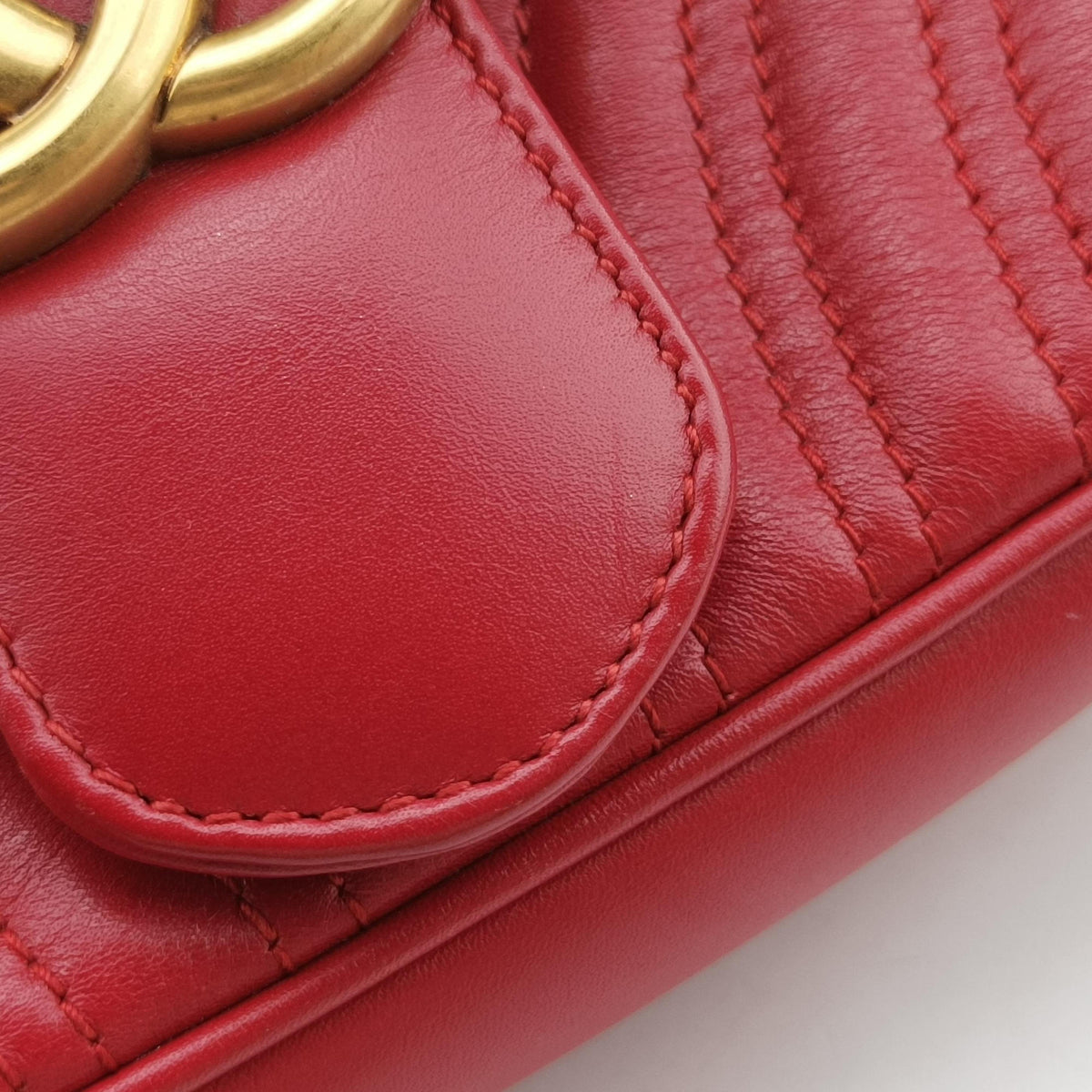 Pre-owned Gucci GG Marmont Red Leather 443497 shoulderbag | stylenewstar