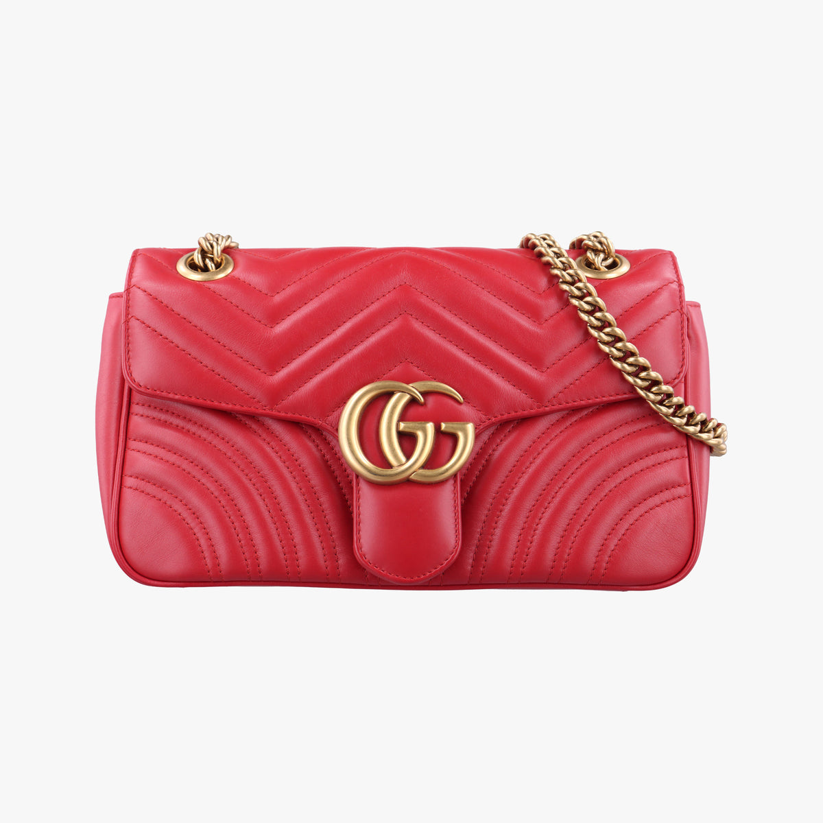 Pre-owned Gucci GG Marmont Red Leather 443497 shoulderbag | stylenewstar