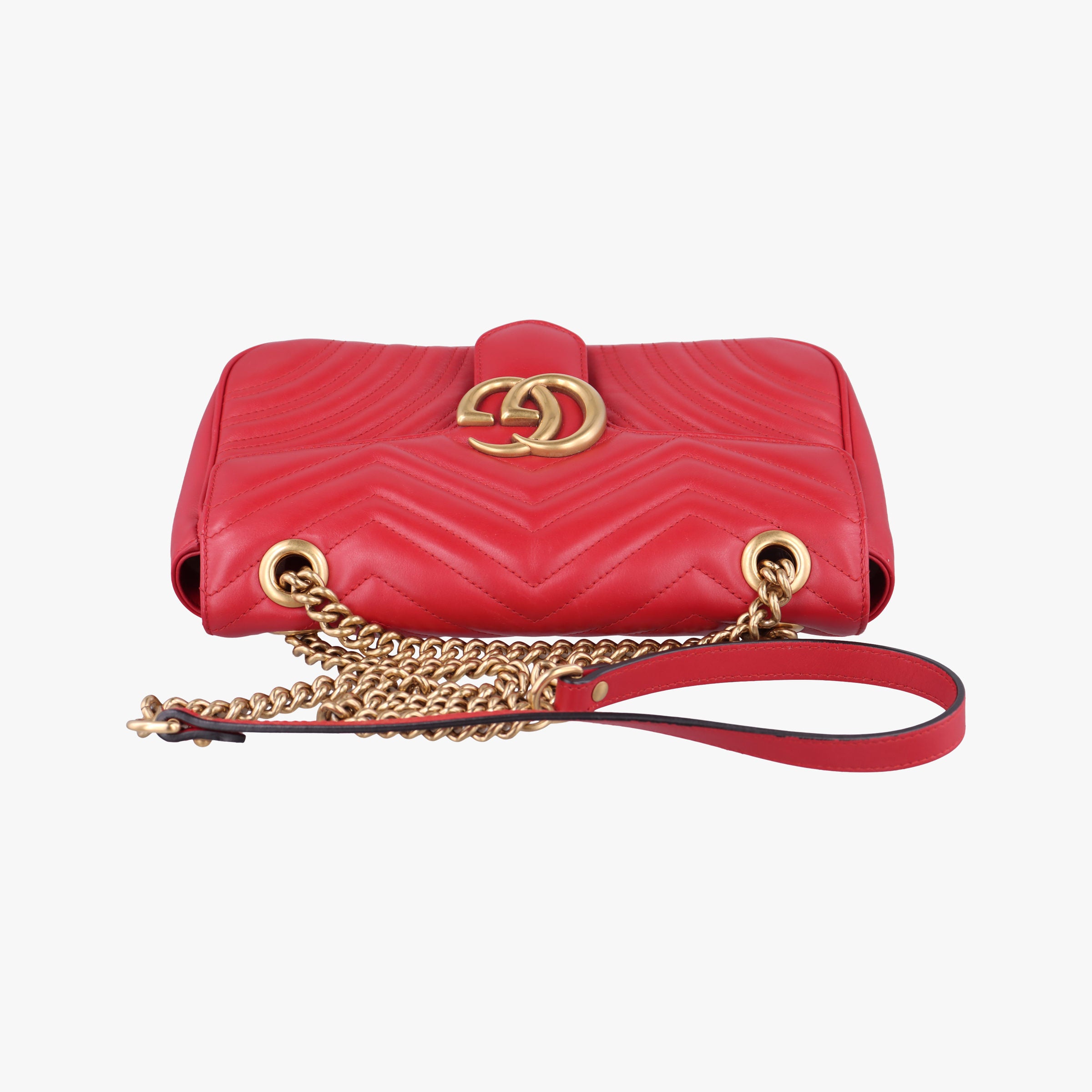 Pre-owned Gucci GG Marmont Red Leather 443497 shoulderbag | stylenewstar