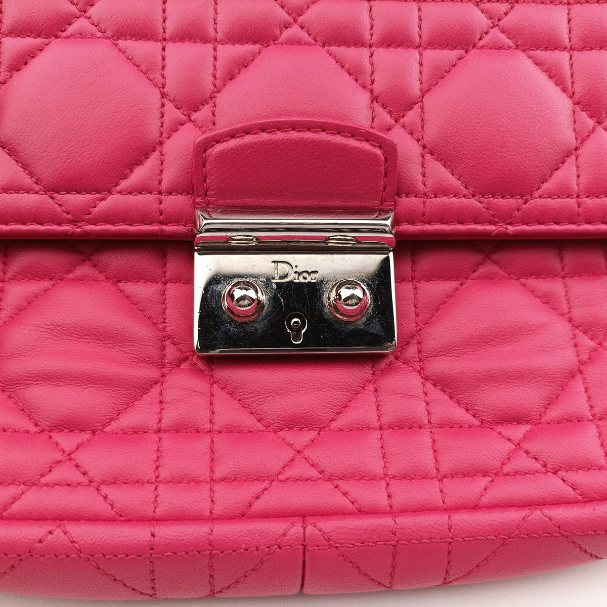 Secondhand Christian Dior Miss Dior CANNAGE New Lock Rose lambskin  shoulderbag | stylenewstar
