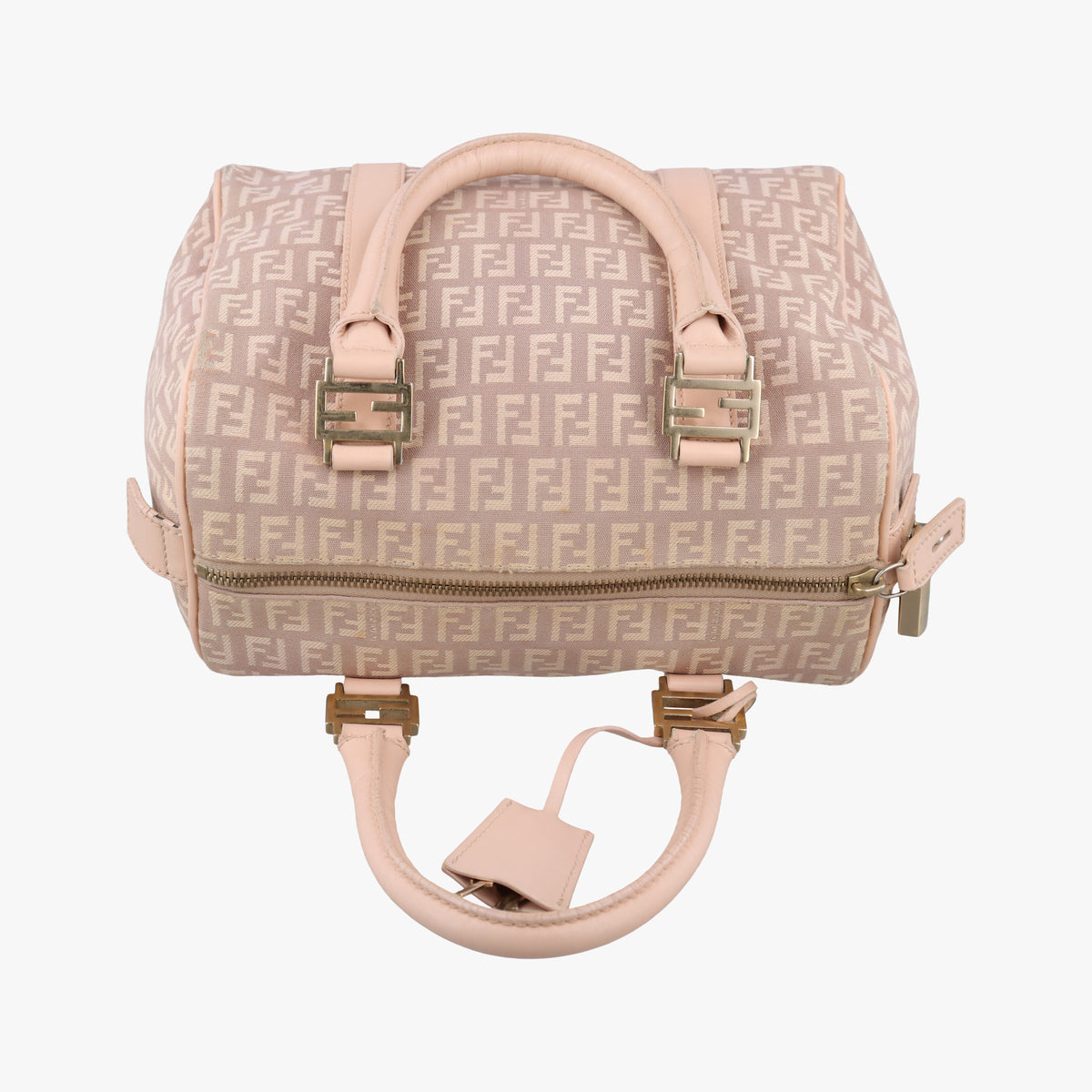 Pre-owned Fendi Zucchino boston Pink Canvas 8BL063 handbag | stylenewstar