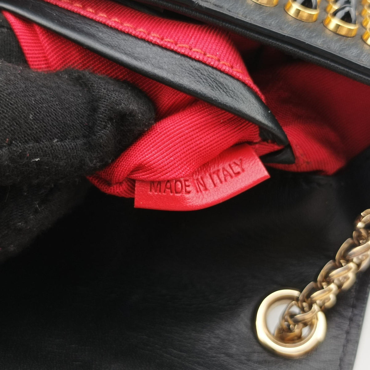 Pre-owned Christian Louboutin Sweet Charity Scarabe Spike Black Leather  shoulderbag | stylenewstar