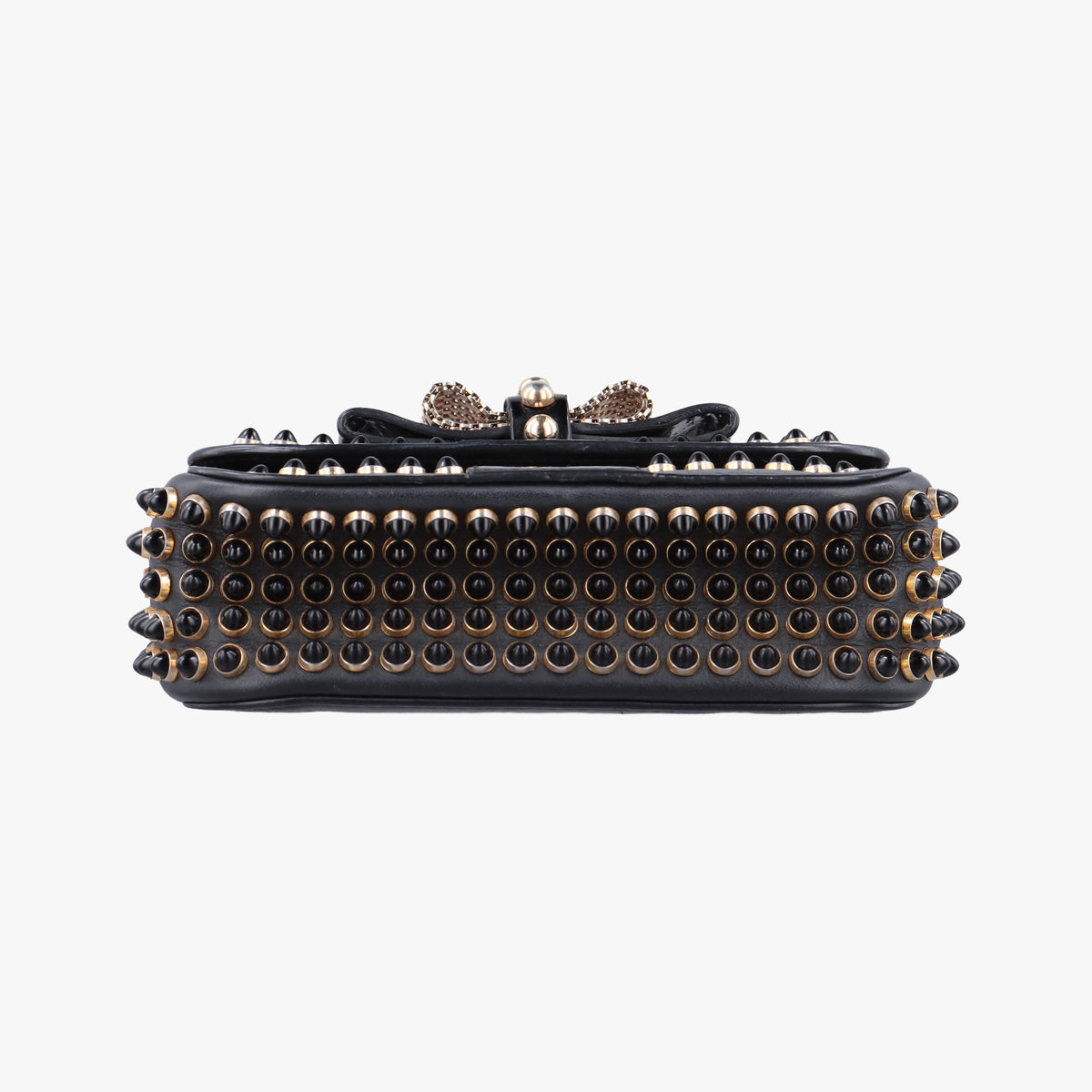 Pre-owned Christian Louboutin Sweet Charity Scarabe Spike Black Leather  shoulderbag | stylenewstar