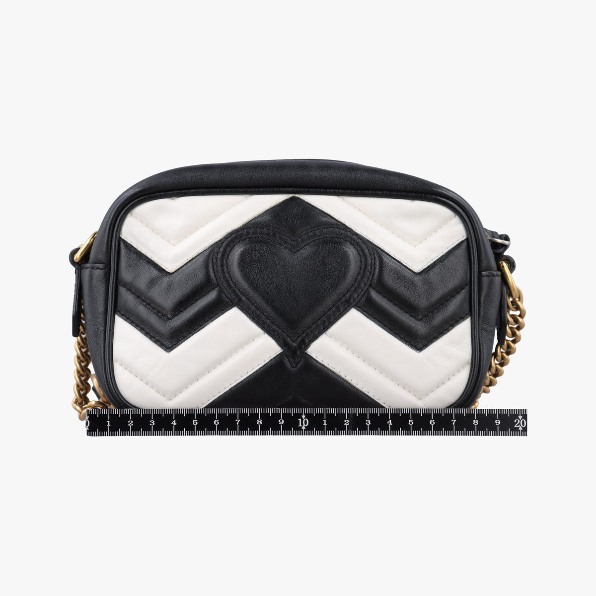 Pre-owned Gucci GG Marmont Black×white Leather 448065 shoulderbag | stylenewstar