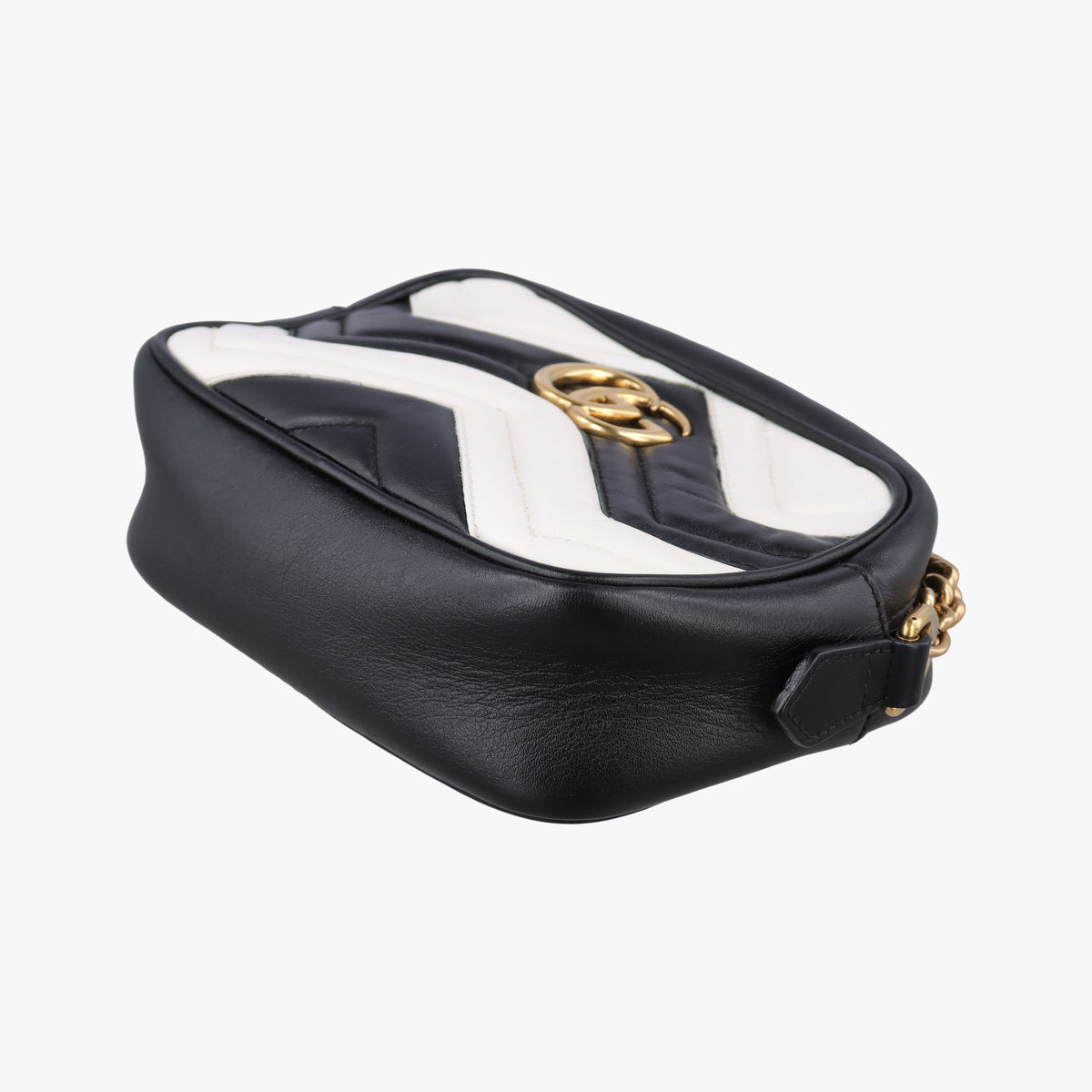 Pre-owned Gucci GG Marmont Black×white Leather 448065 shoulderbag | stylenewstar